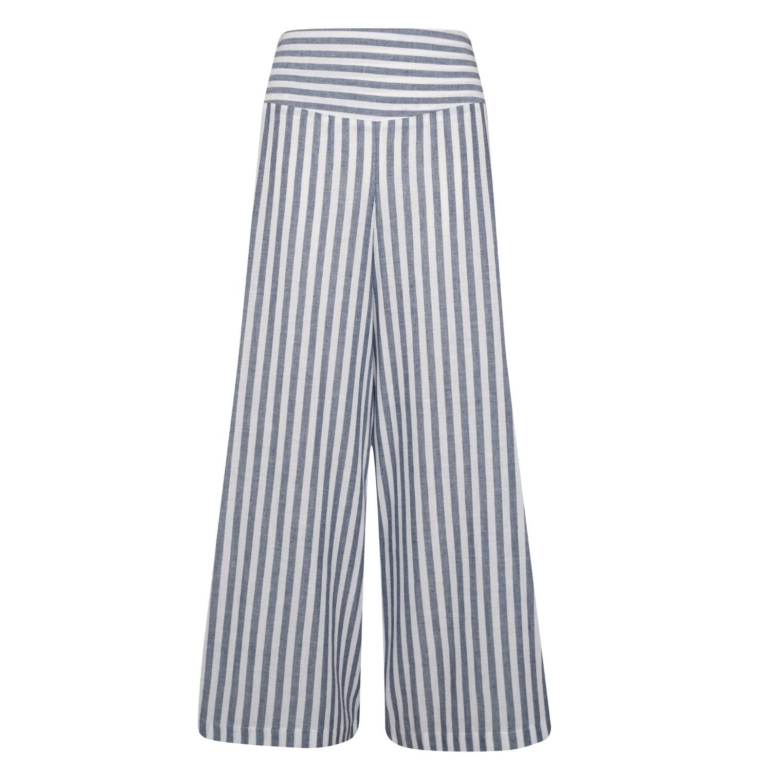 Bukawaswim Women's Blue Leila Wide Leg Cotton Trouser In Blue