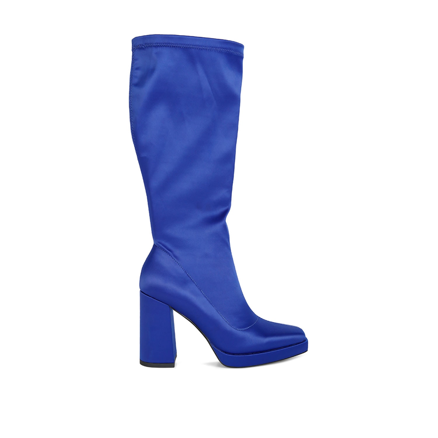 Rag & Co Women's Presto Stretchable Satin Long Boot In Blue By  In Blue