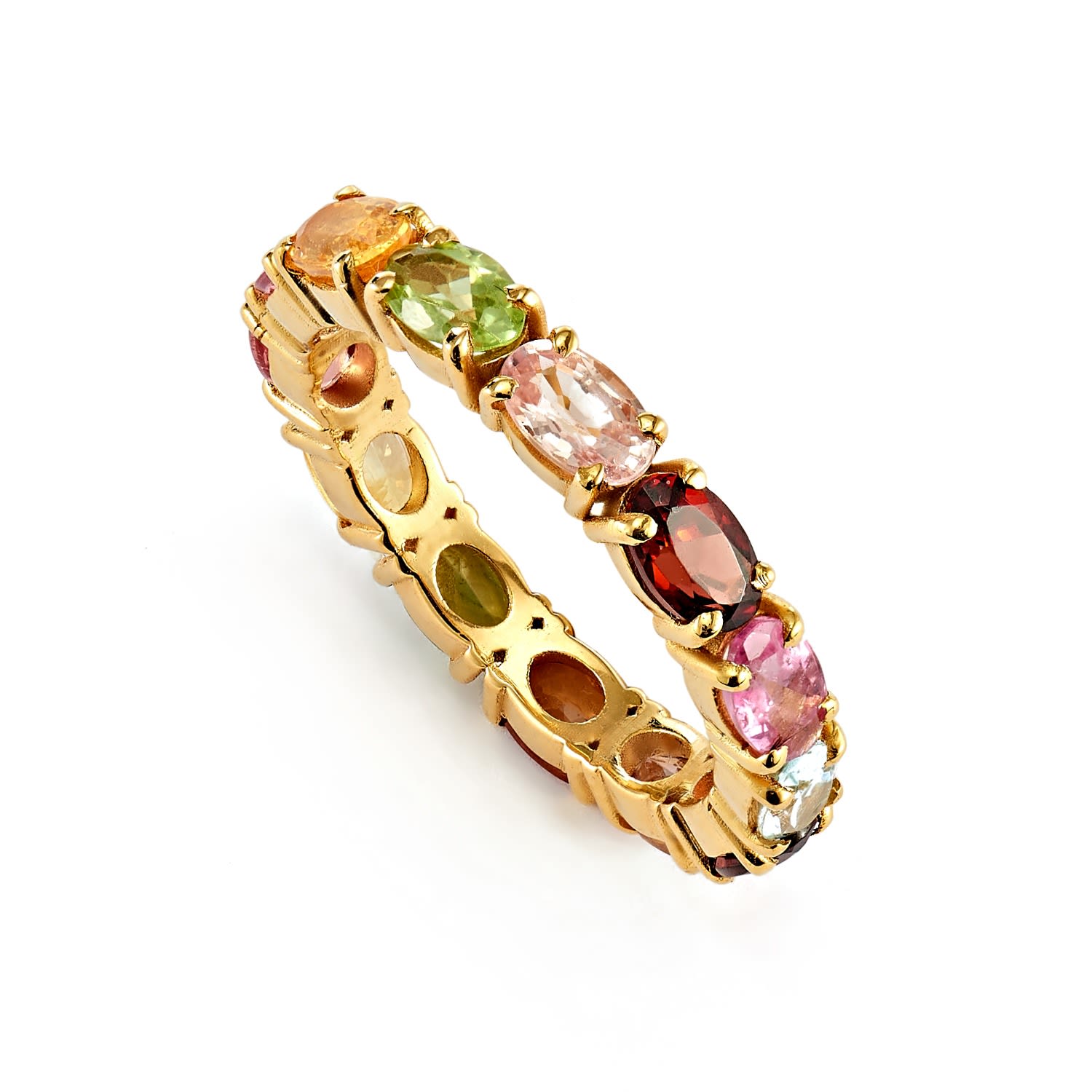 Kaizarin Women's Gold Rainbow Multi Colour Stone Eternity Ring In Gold