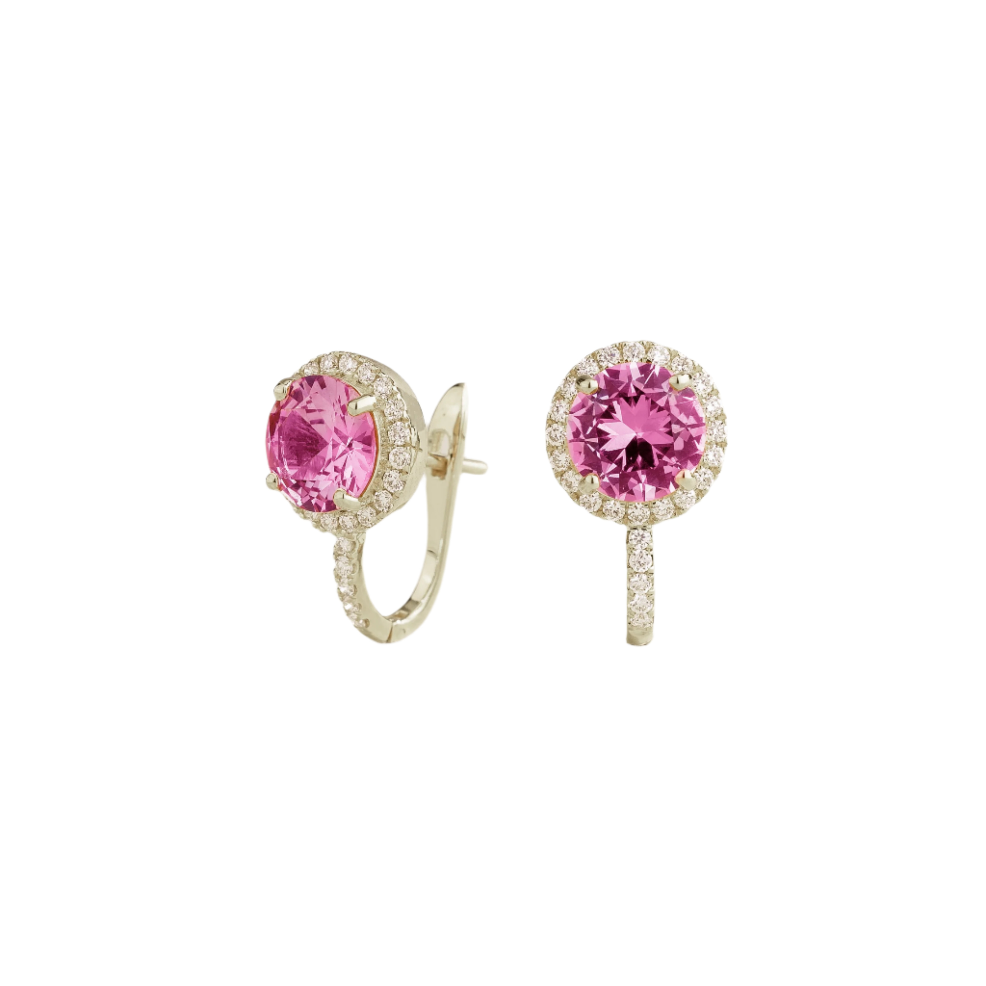 Juvetti Women's White / Pink / Purple Djerv White Gold Earrings In Pink Sapphire & Diamond