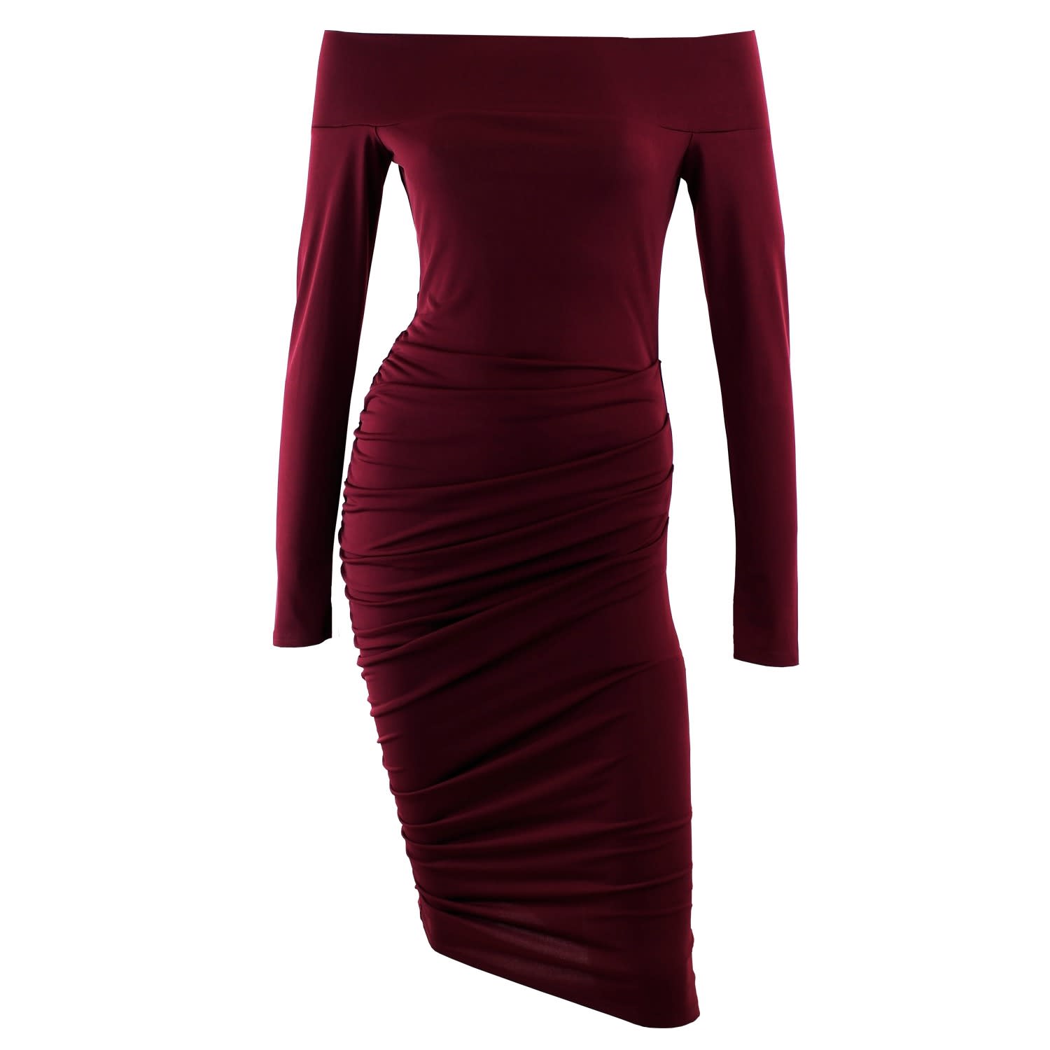 wine bardot dress