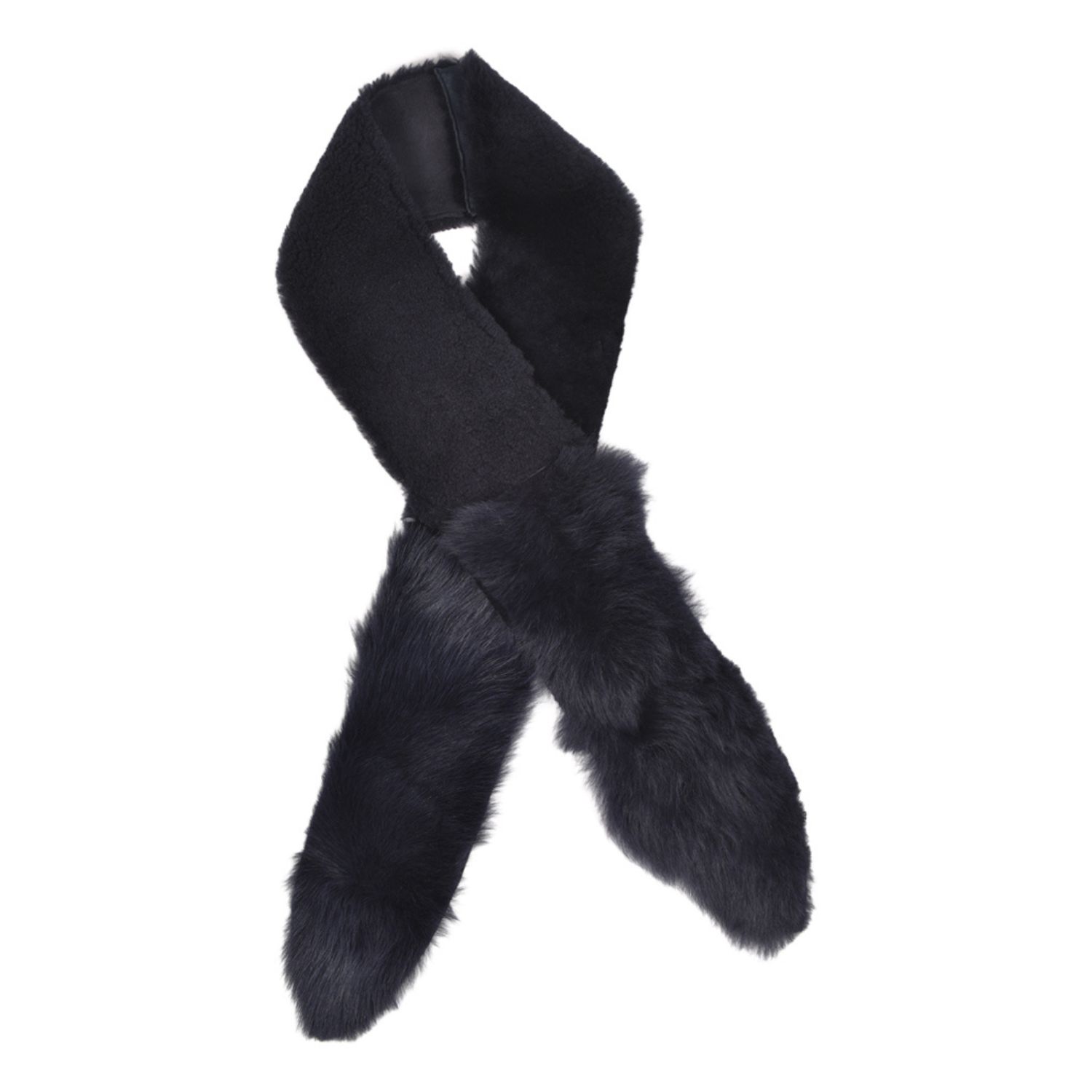 Owen Barry Women's Blue Sheepskin Toscana Panelled Scarf  Navy Scarf Angel In Blue