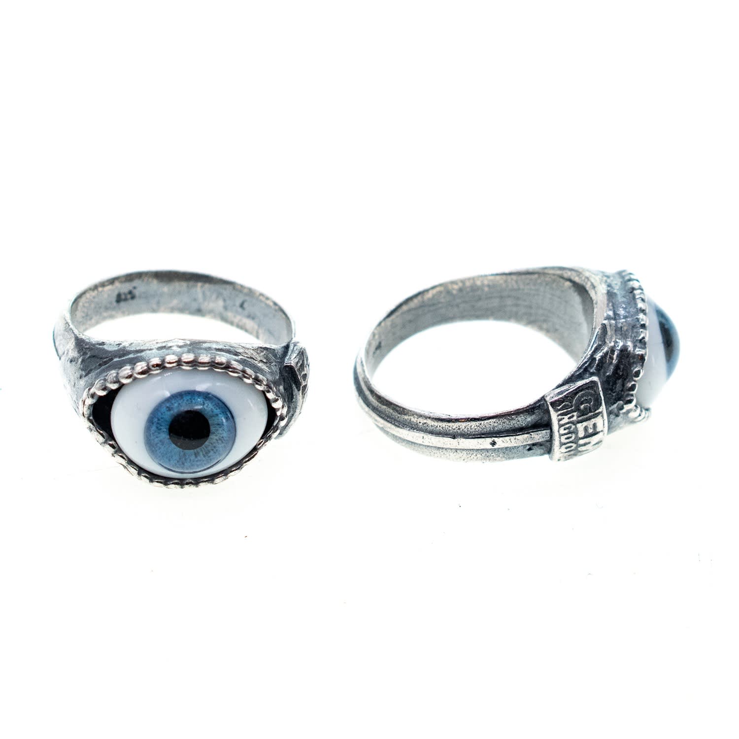 Gem Kingdom Women's Blue / Silver Eye Love You Ring Blue In Multi