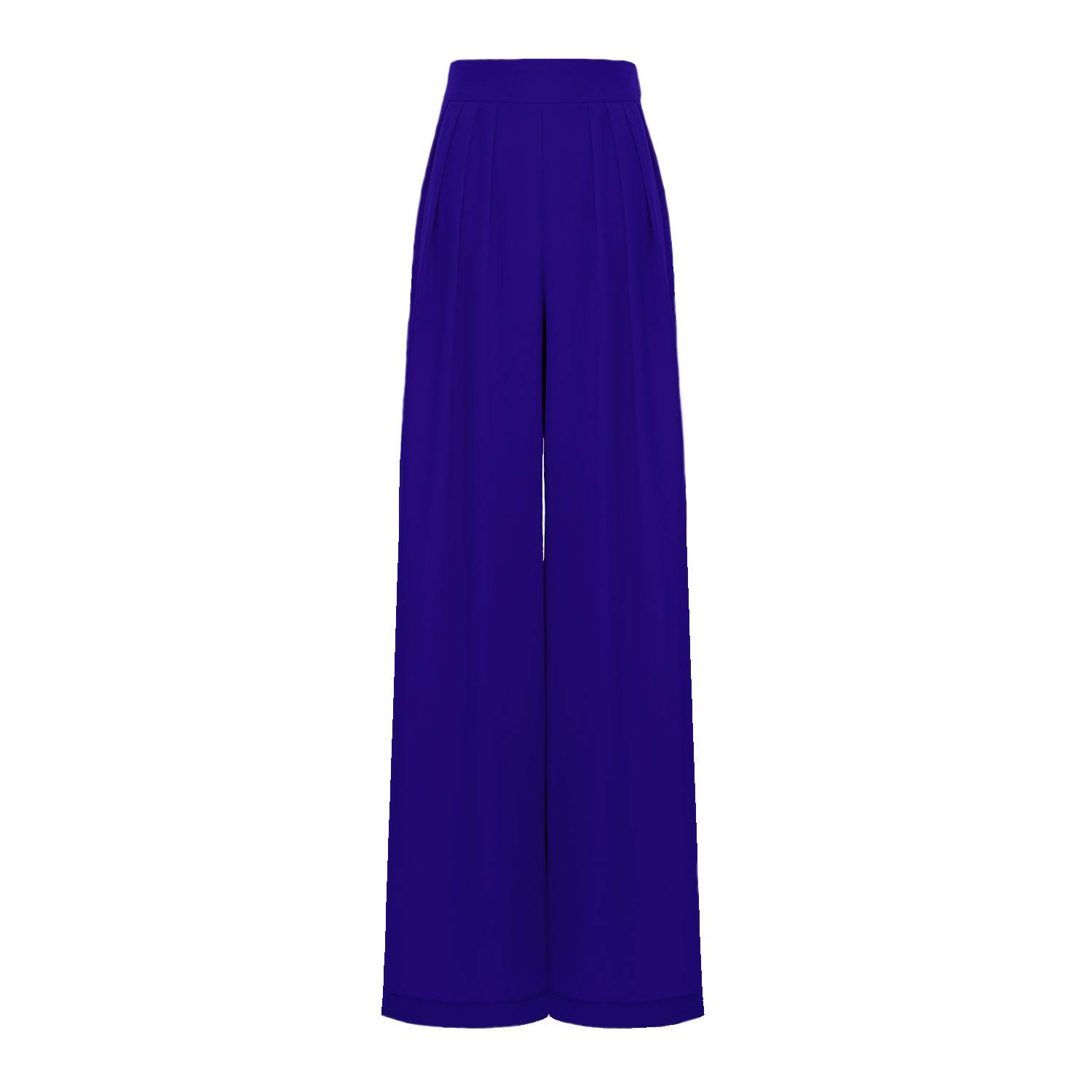 Bluzat Women's Blue Navy Wide Leg Trousers With Pleats