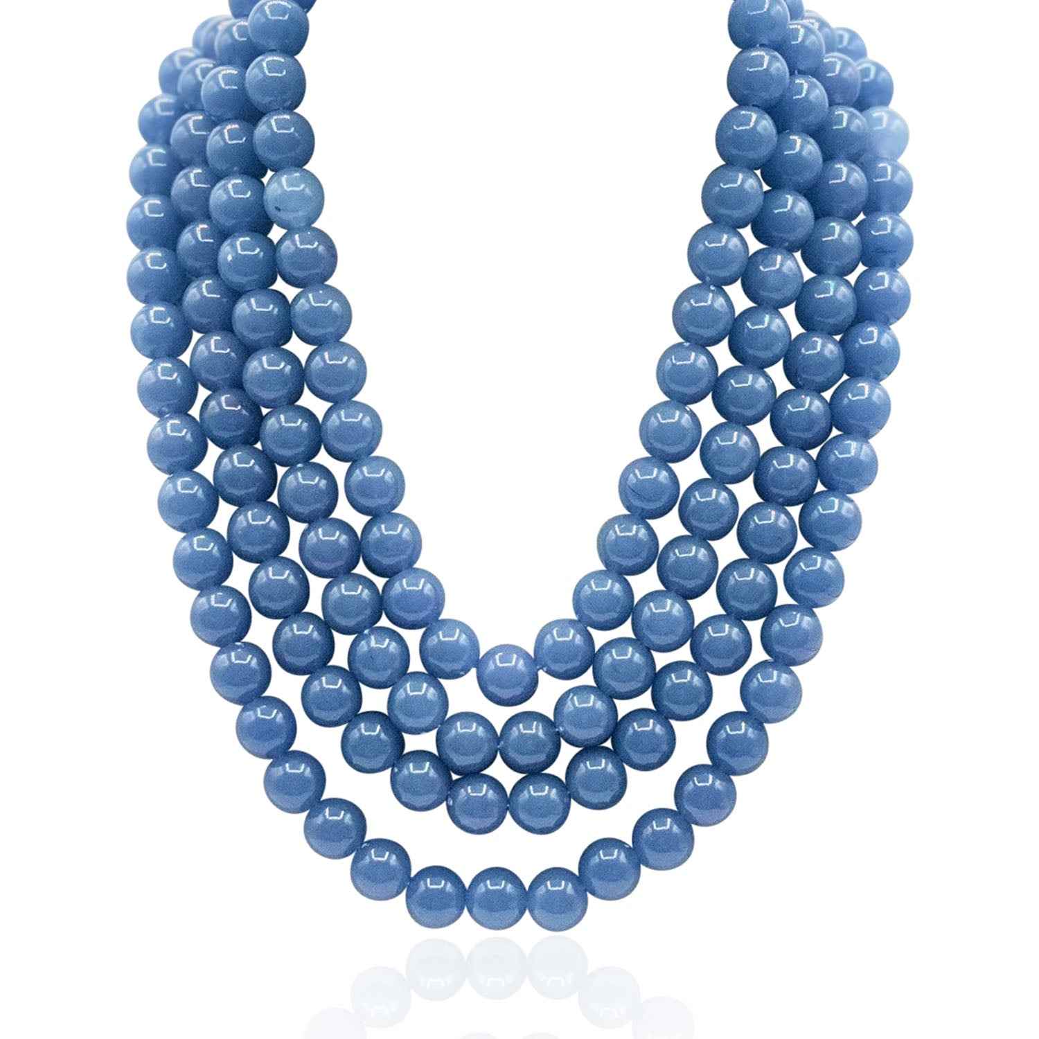 Irena Four Strand Blue Agate Resin Bead Nesting Necklace | Michael
