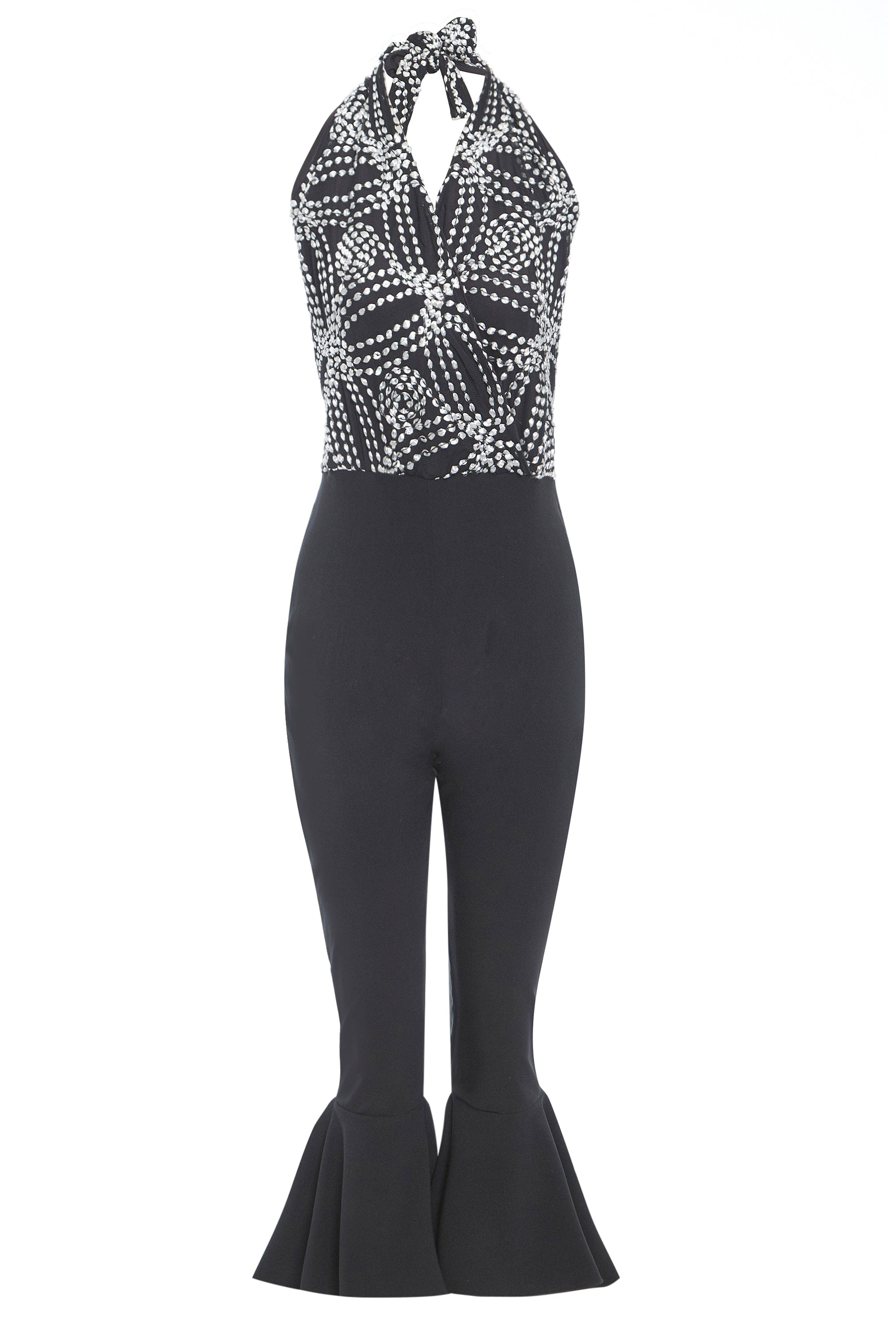 Sarvin Women's Black / White / Grey Black Backless Jumpsuit In Multi