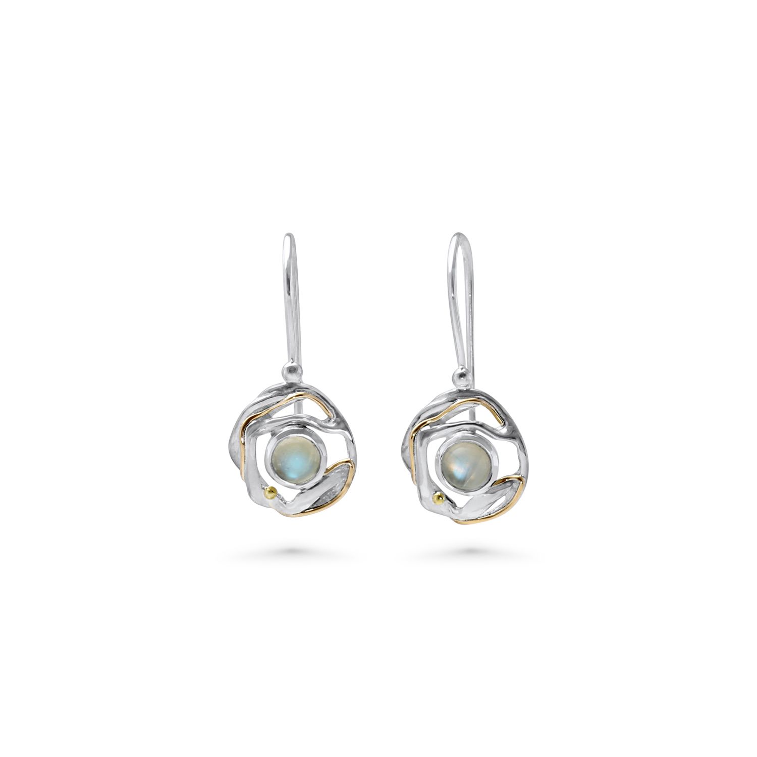 Isla Silver Women's Gold / White / Silver Unique Sterling Silver Rainbow Moonstone Earrings