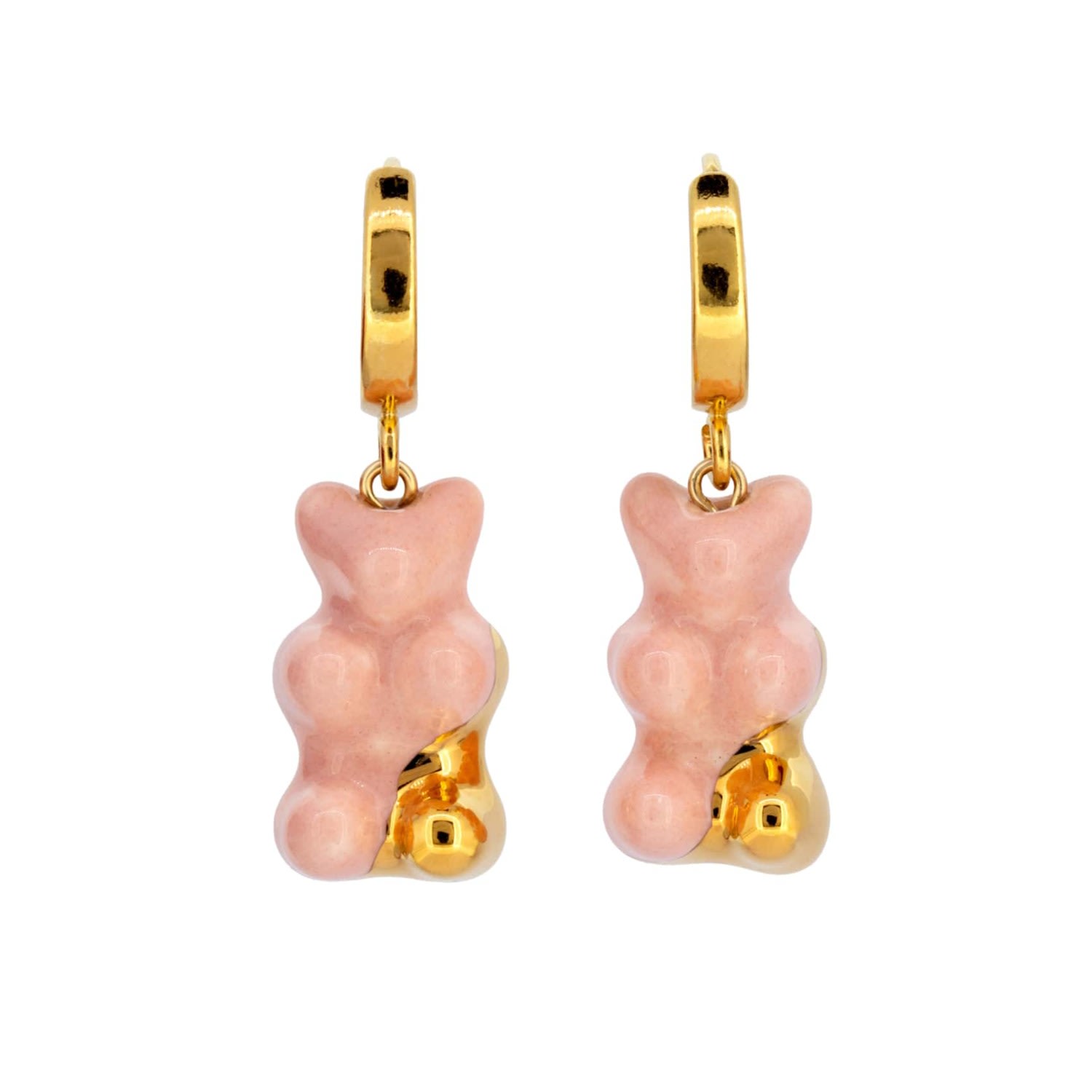 Women’s Gold / Pink / Purple Gummy Bear Dangle Earrings - Pink & Gold Cj·314