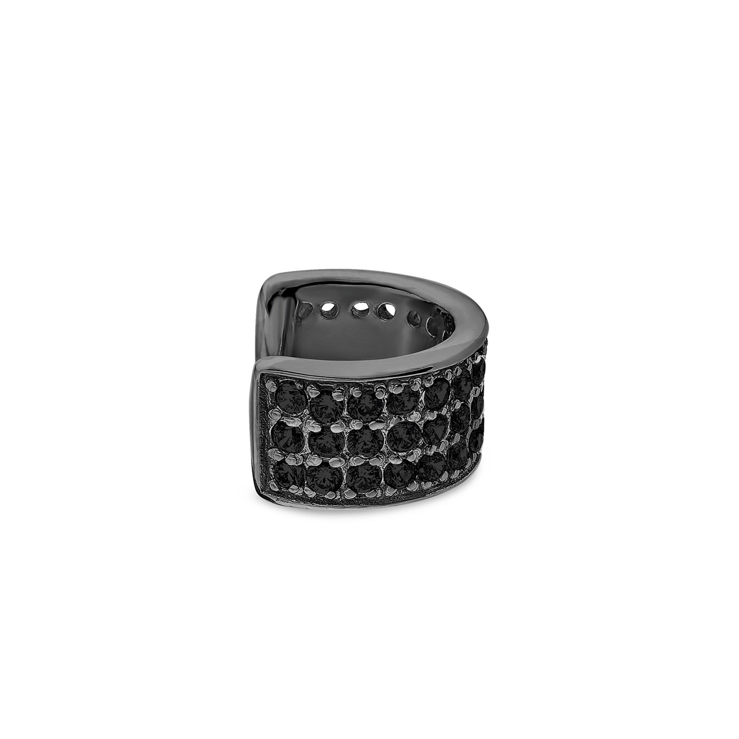 Sally Skoufis Women's Destiny Ear Cuff With Man Made Cz Diamond Stimulant In Sterling Silver & Black Rhodium In Black