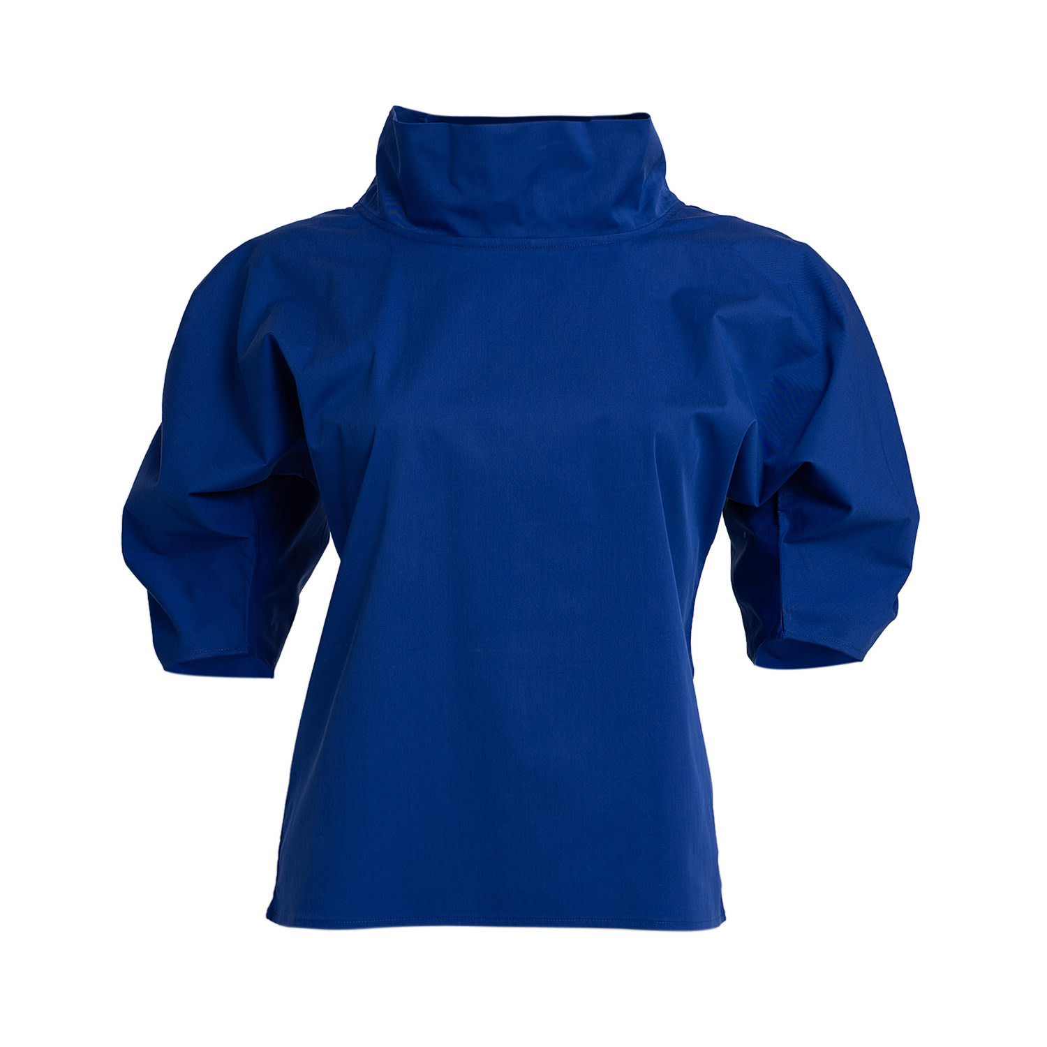 Bianca Popp Women's Puff Blouse With Collar In Blue Cotton Mix In Blue