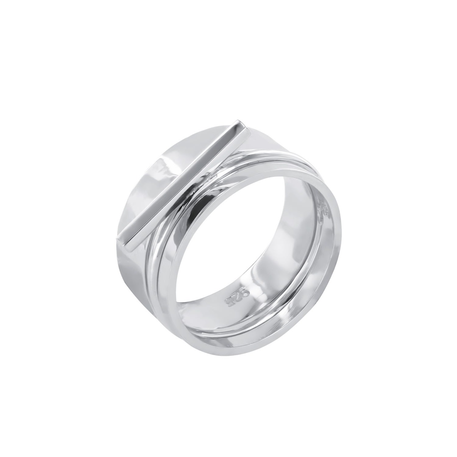 Wolf And Zephyr Women's Bar Style Stacker Ring Set Sterling Silver In Gray