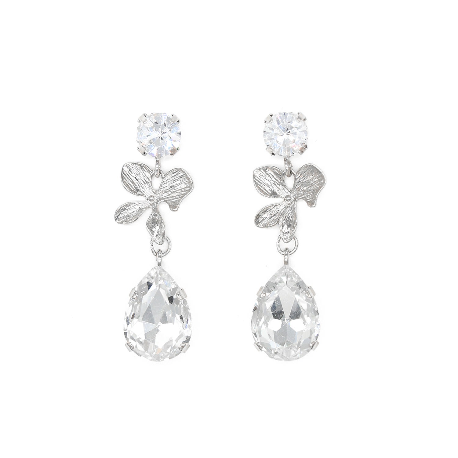 Women’s Silver Crystal Orchid Earrings Rosaspina Firenze