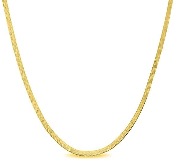 Women’s Large Herringbone Sterling Silver Flat Snake Chain - Gold Spero London