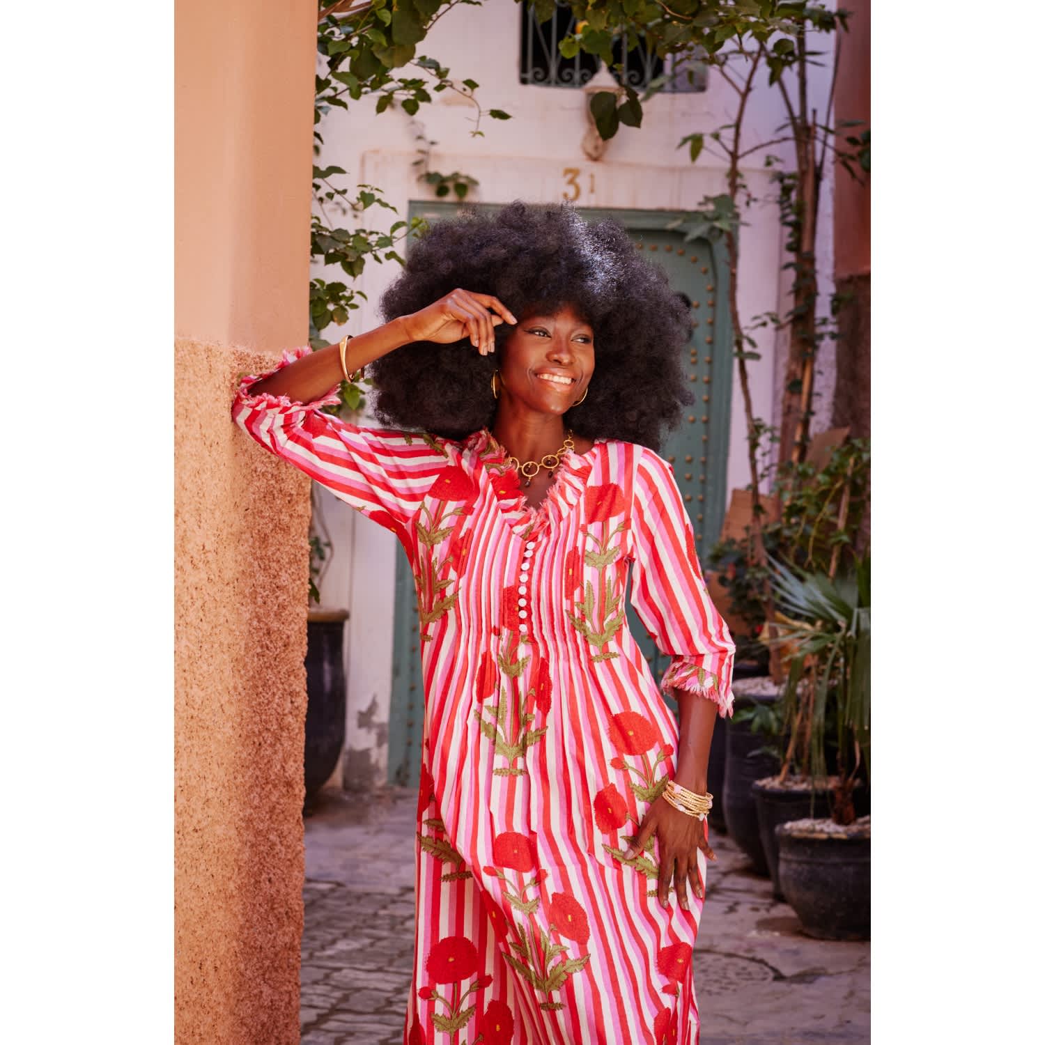 at Last... Marigold Cotton Dress - Red