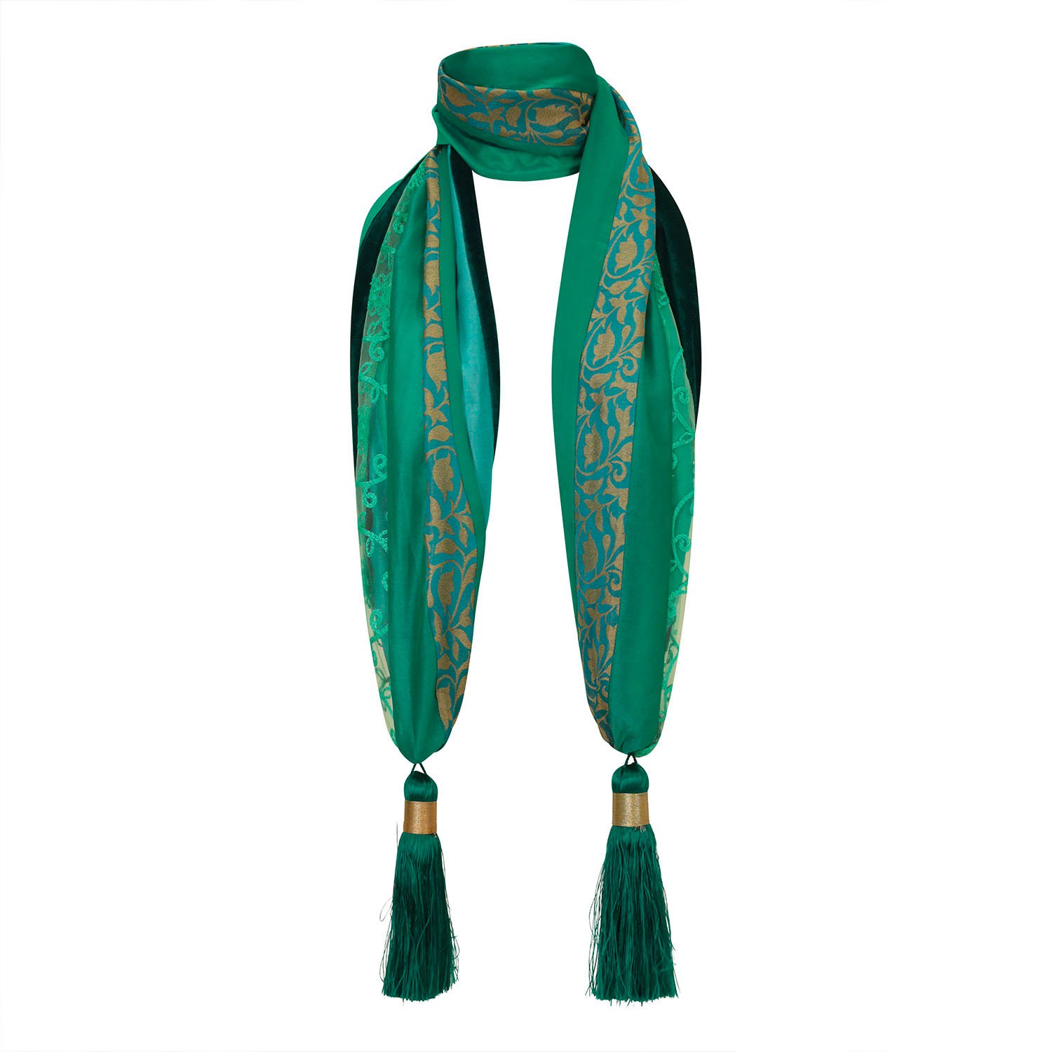 Women’s Silk Mix Tassel Scarf - Jade Green One Size Beatrice Von Tresckow