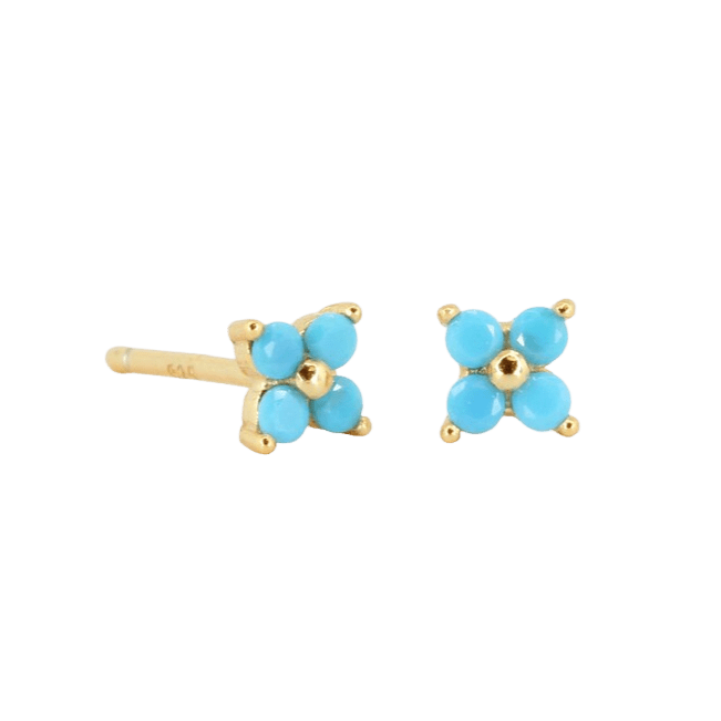 Gold Trip Women's Gold / Blue Blue Crystal Flower Studs In Gold In Gold