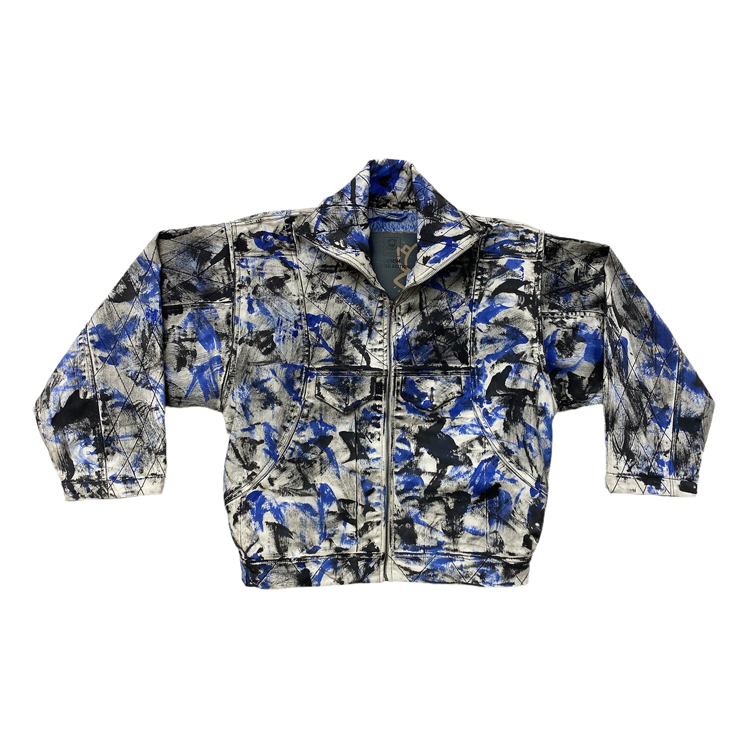 Zasta Studio Men's Color Palette Raw Denim Multicolor Oversized Jacket E Two In Black/white
