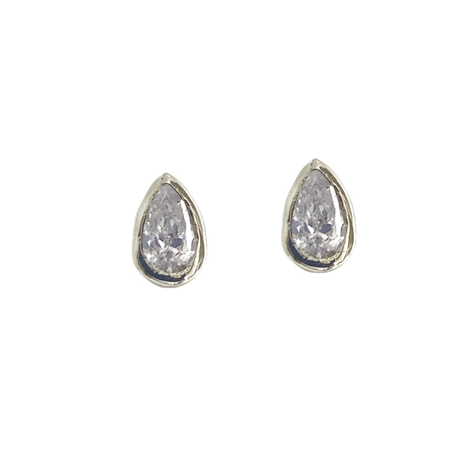 Women’s Cassiopeia Pear Cut Diamond Stud Silver Earrings Lily Flo Jewellery