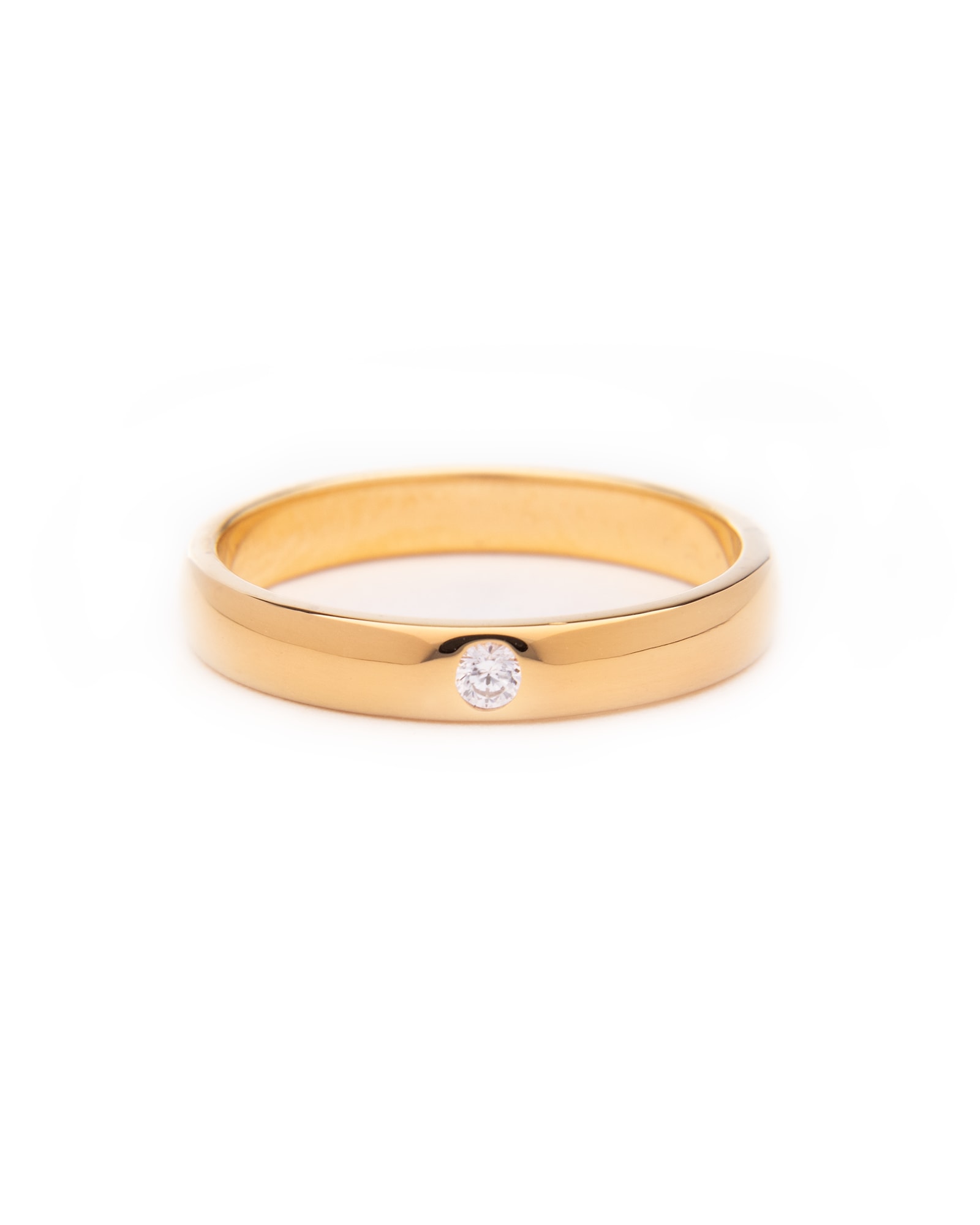 Women's Gold Center Stone Polished Band Ring | Belinda Jewelz