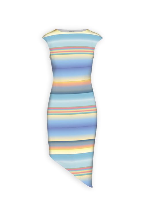 Women’s Asymmetric Bodycon Dress In Sunset Stripe Extra Small Wild Lady Lils