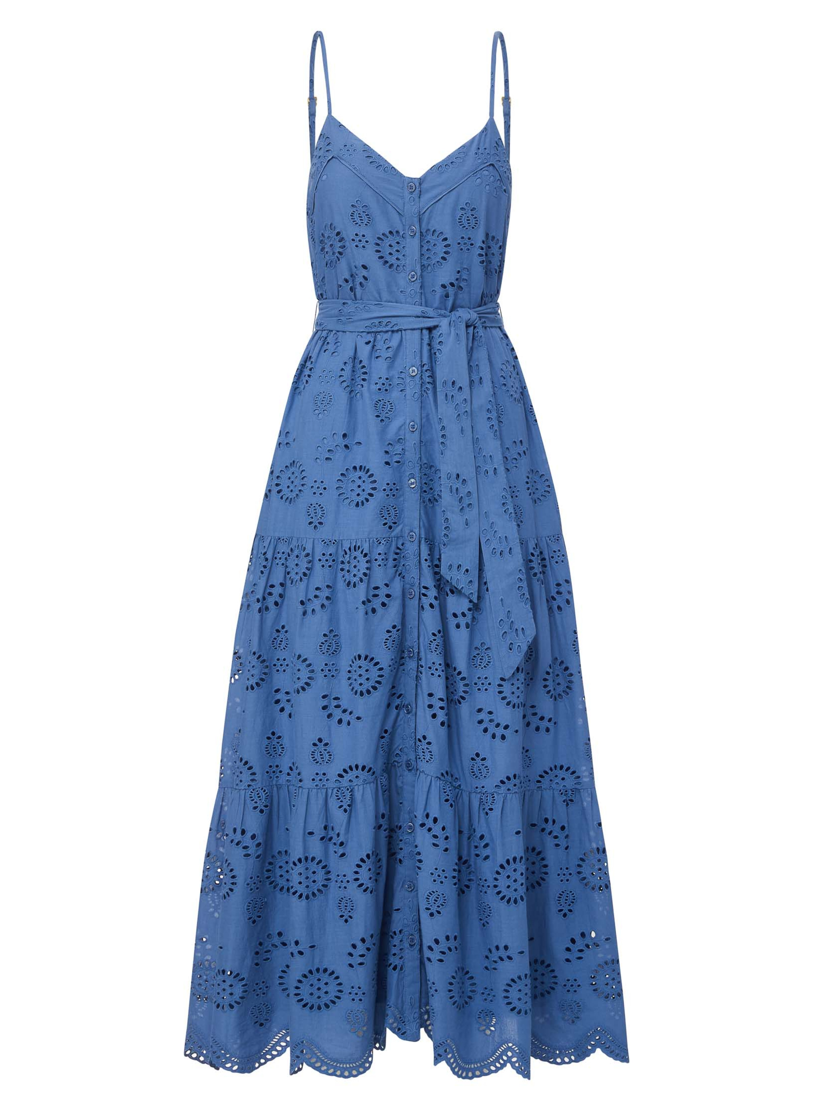 Change Of Scenery Women's Addyson Dress In Steel Blue San Andrés Eyelet In Blue