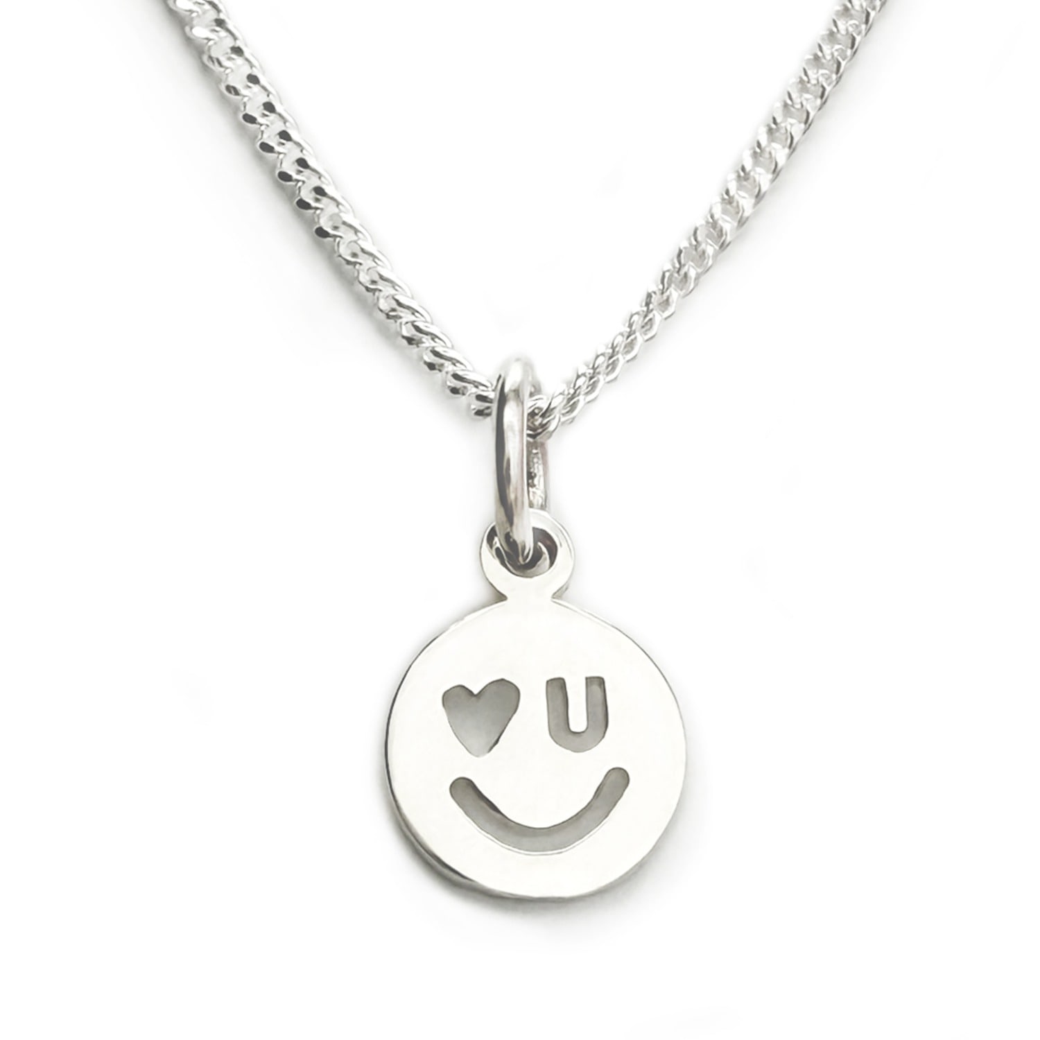 Litzi Women's Silver Love U Happy Face Pendant