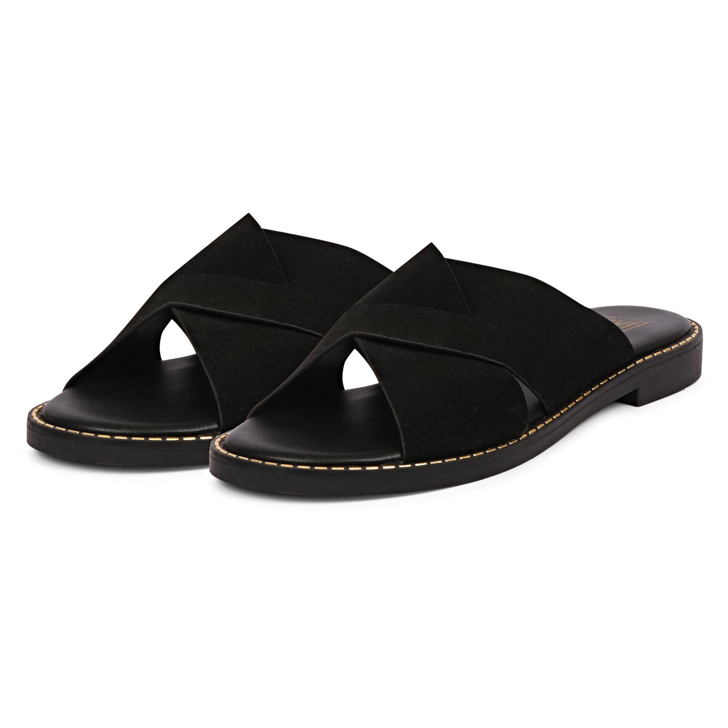 Saint G Blossom Slide Sandal In Black