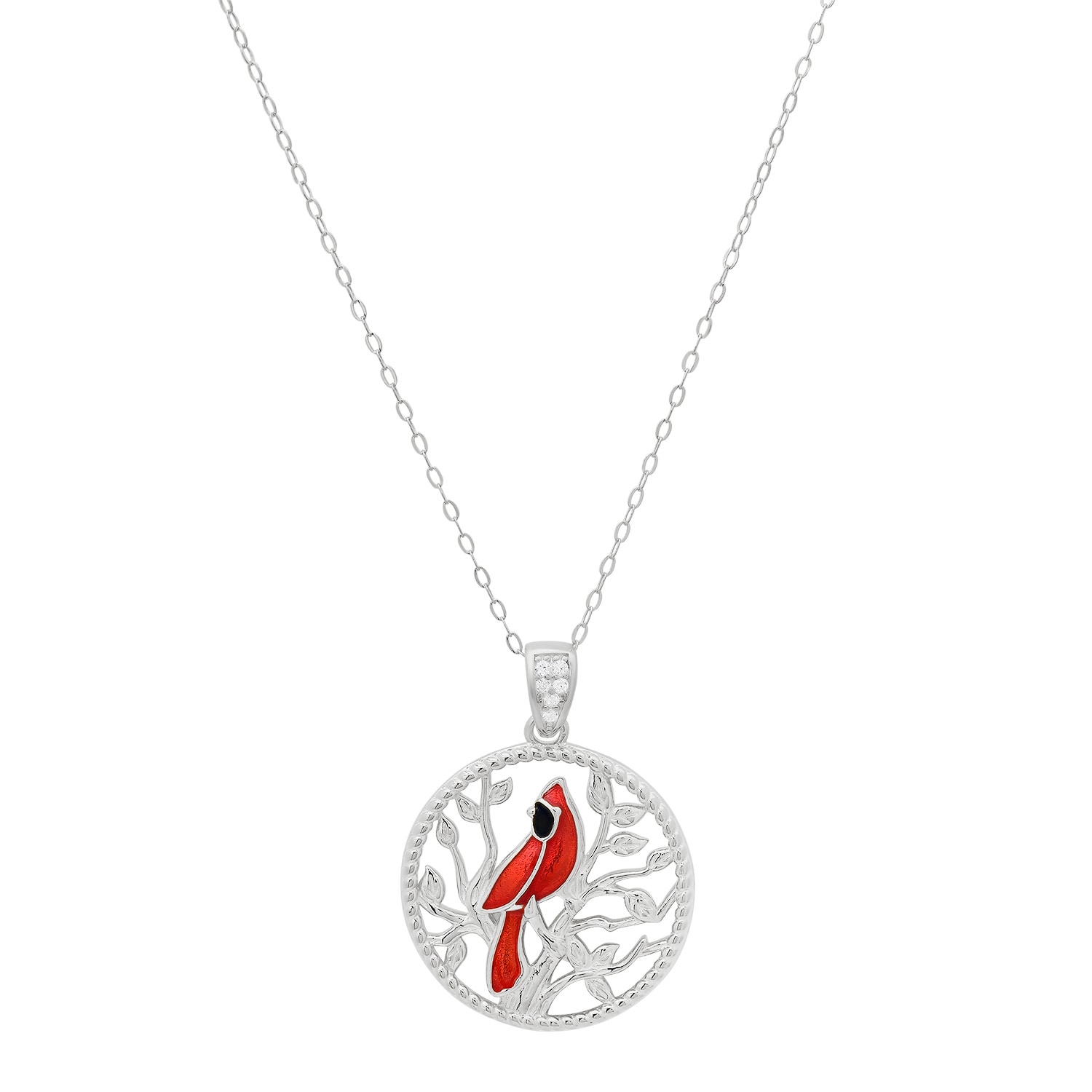 Kylie Harper Women's Sterling Silver Cardinal Tree Of Life Pendant Necklace In Silver