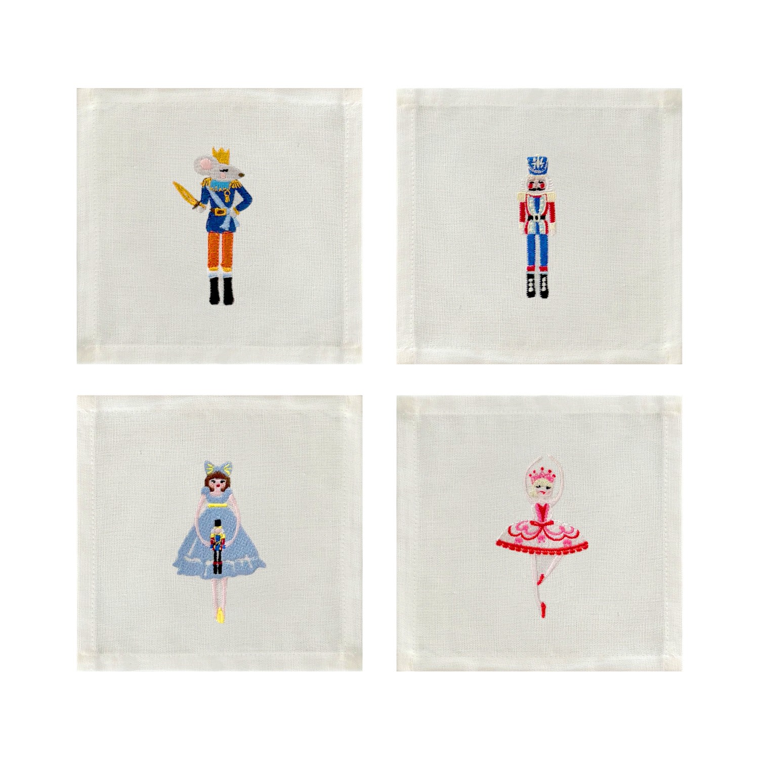 Lilly Loves Nutcracker Embroidered Cocktail Napkin In Red