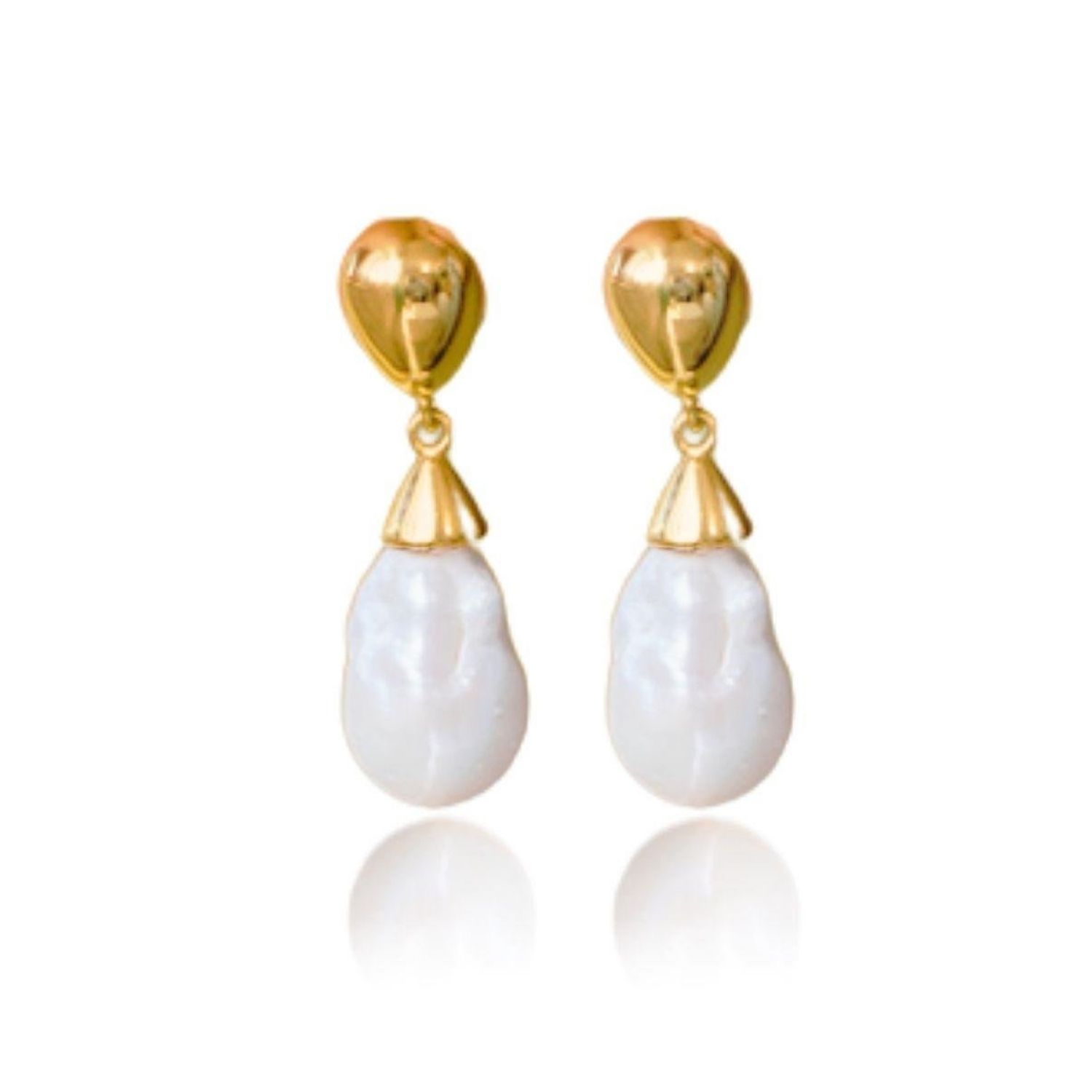 Women’s Gold Depi Big Baroque Pearl Earrings Linya Jewellery