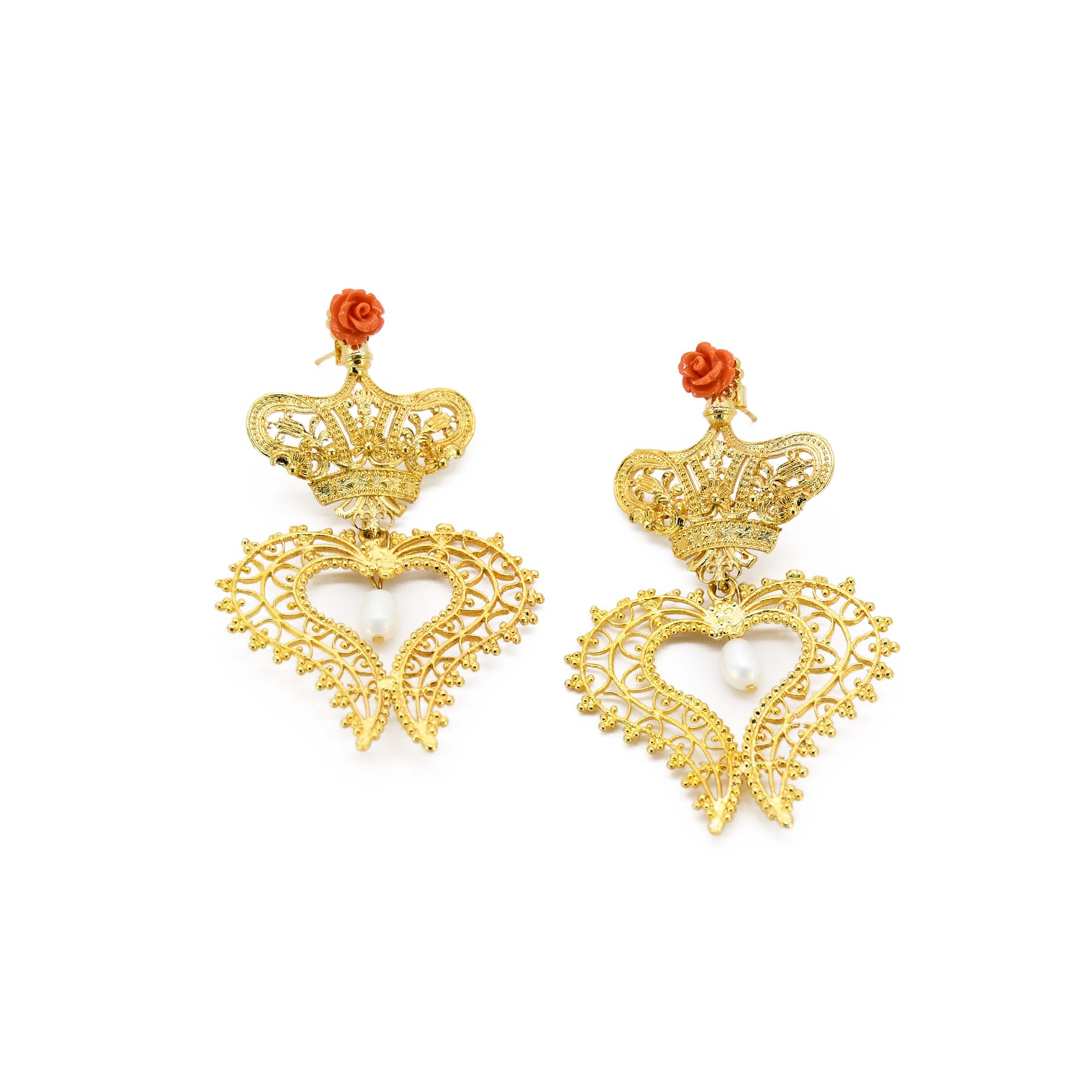 Adiba Women's Gold Vinca Handmade Drop Earring