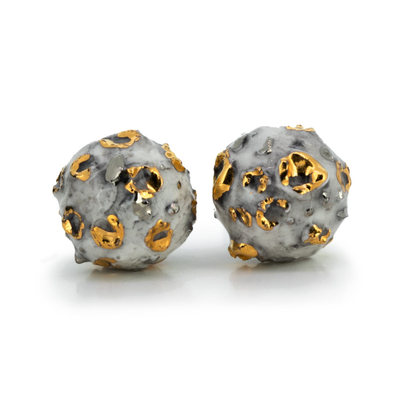 Cj·314 Women's Grey / Gold / Silver Moon Earrings - Grey & Gold In Gray