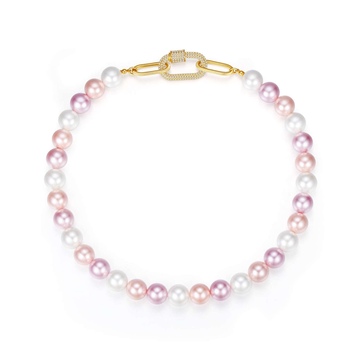 Women’s Pink / Purple Small Pink Shell Pearl Necklace With Gem-Encrusted Carabiner Lock Classicharms