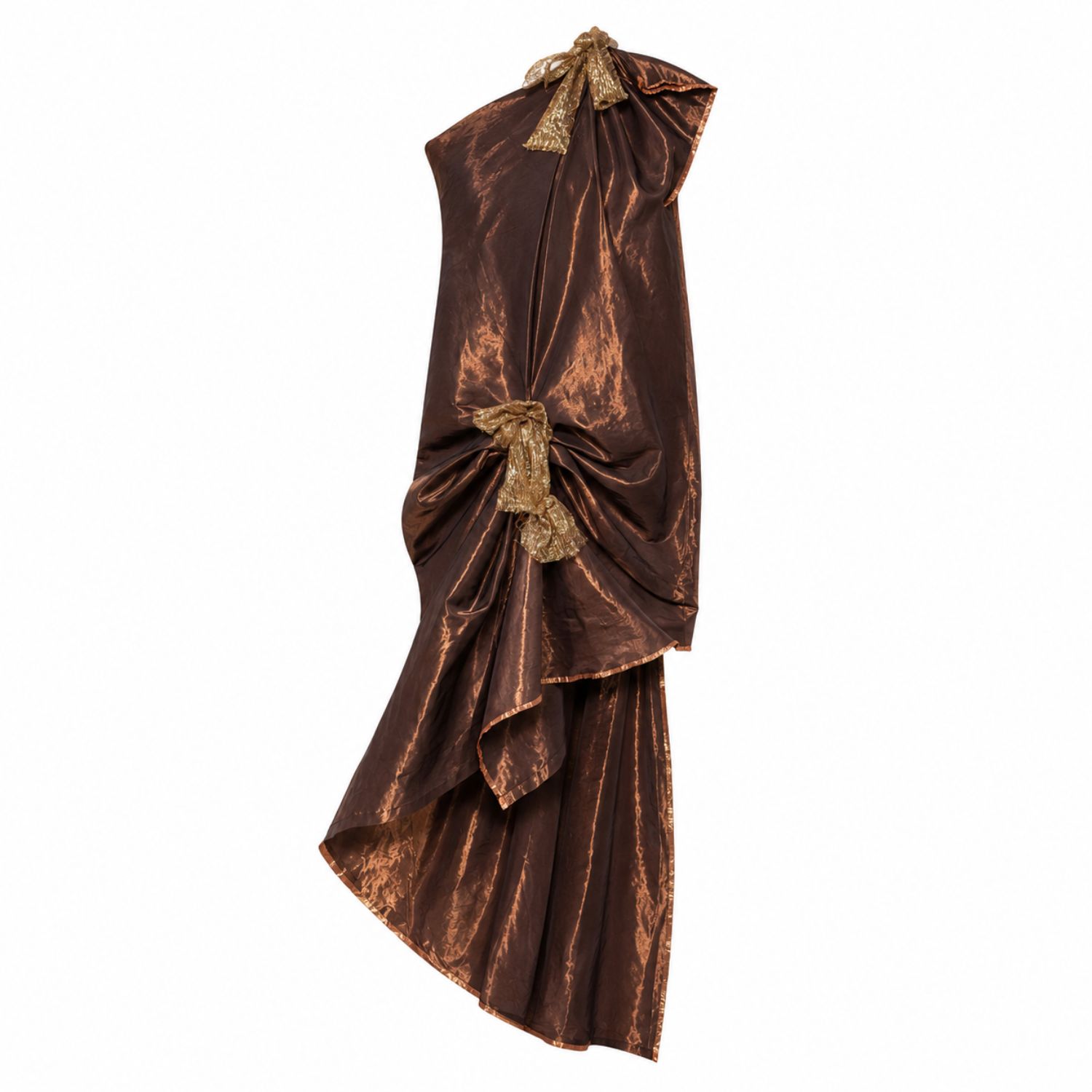 Miro Misljen Women's Brown / Gold Aurelia Bronze Draped Dress In Brown/gold