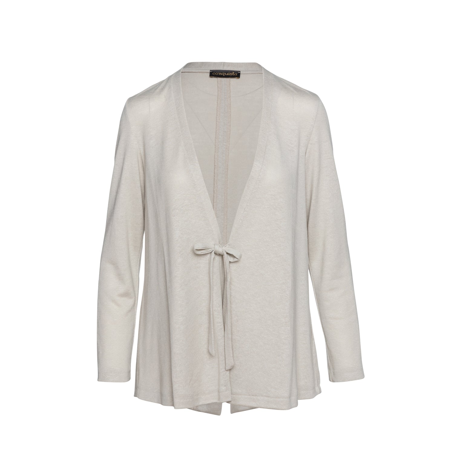 Conquista Women's Neutrals Open Front Linen Cardigan