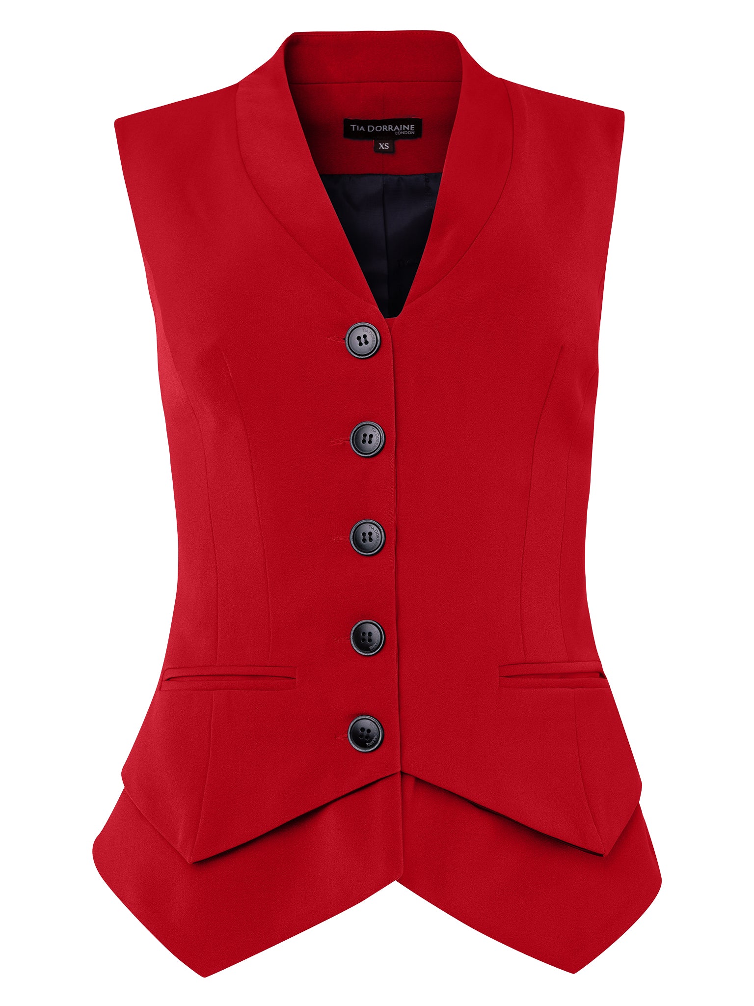 Tia Dorraine Women's Fitted Single-breasted Waistcoat – Fierce Red