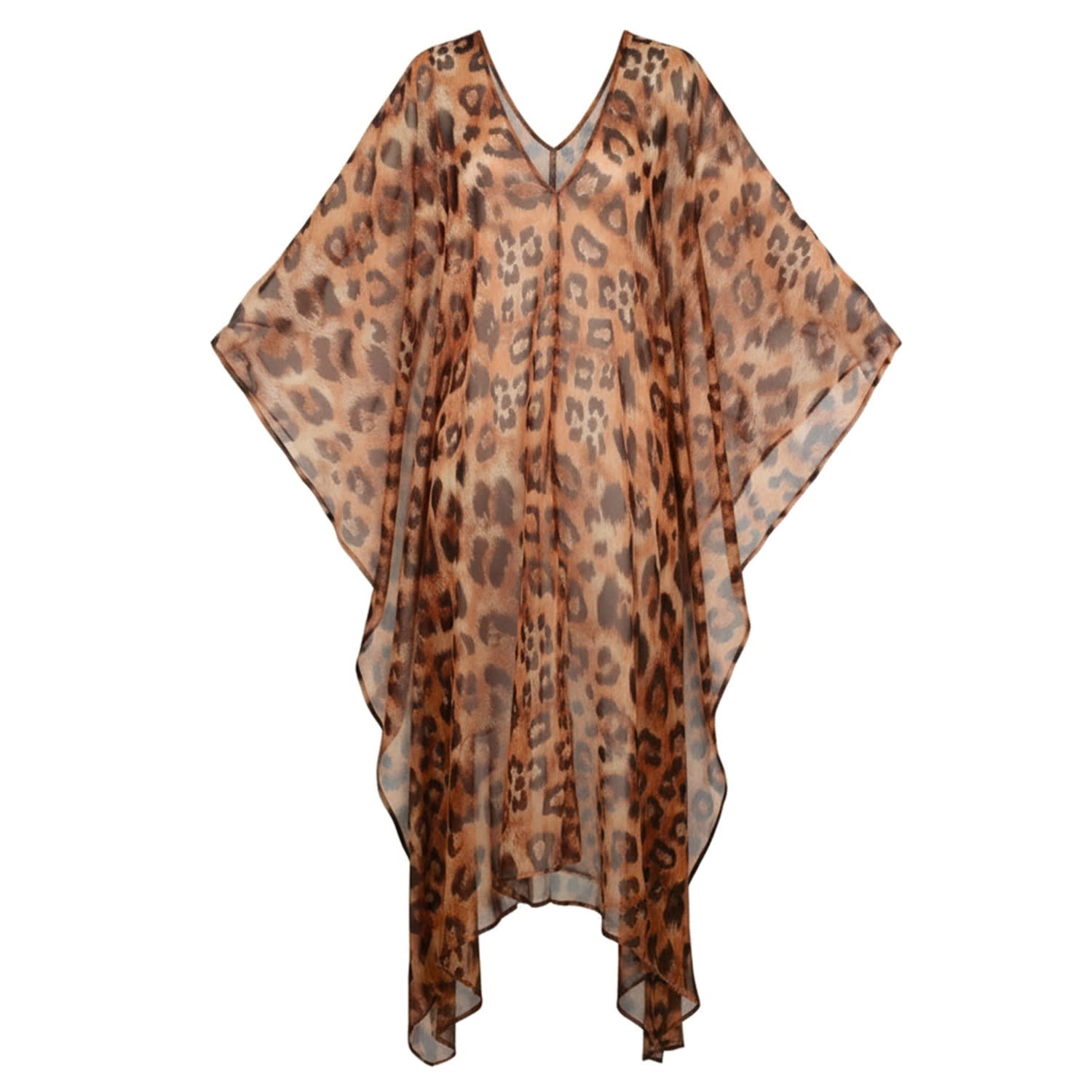 Women's Black / Brown / Neutrals Johanna Maxi Kaftan Leopard | One Size | Coco Riko Ibiza