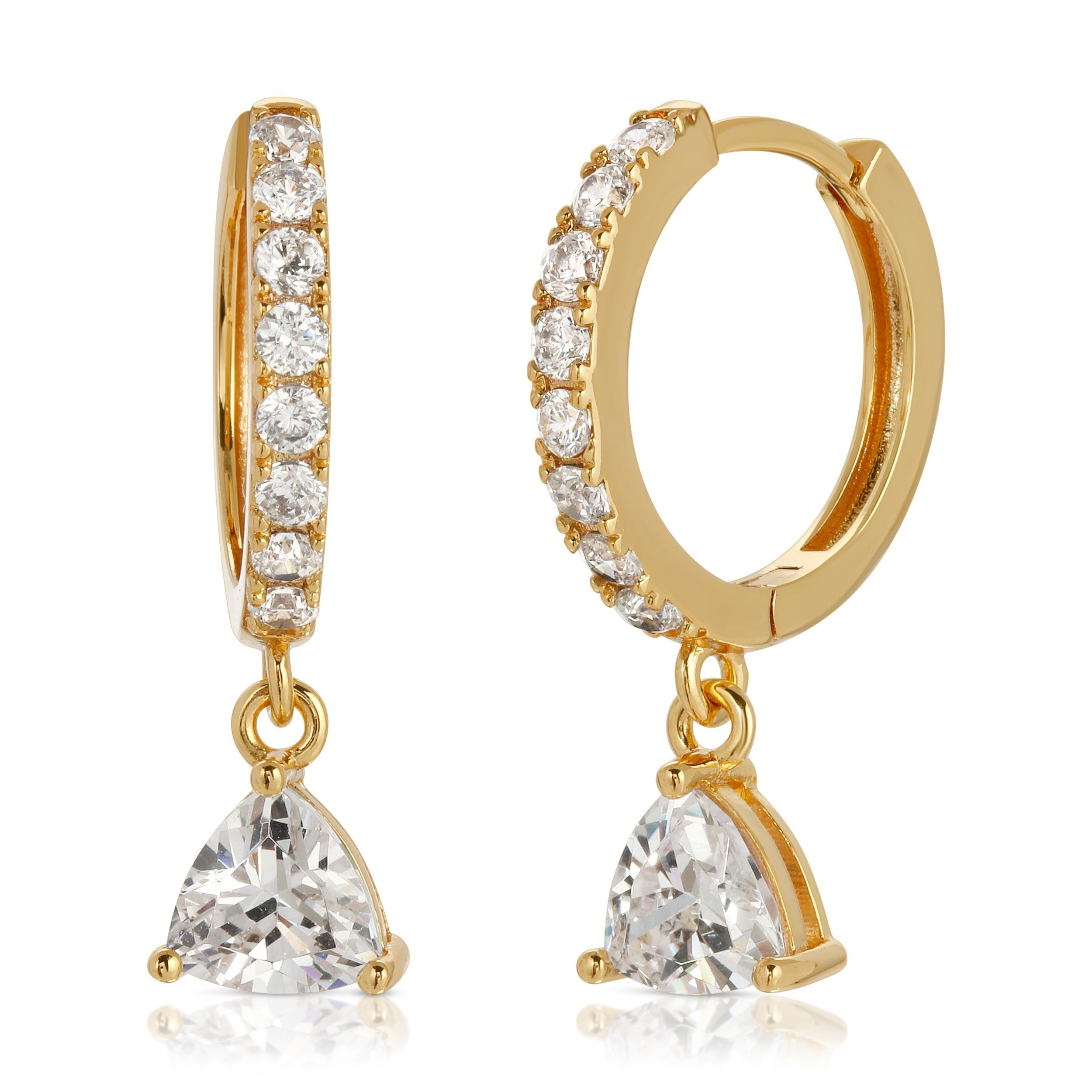 Women's Gold / White Lucy Huggie Hoops White | Leeada Jewelry