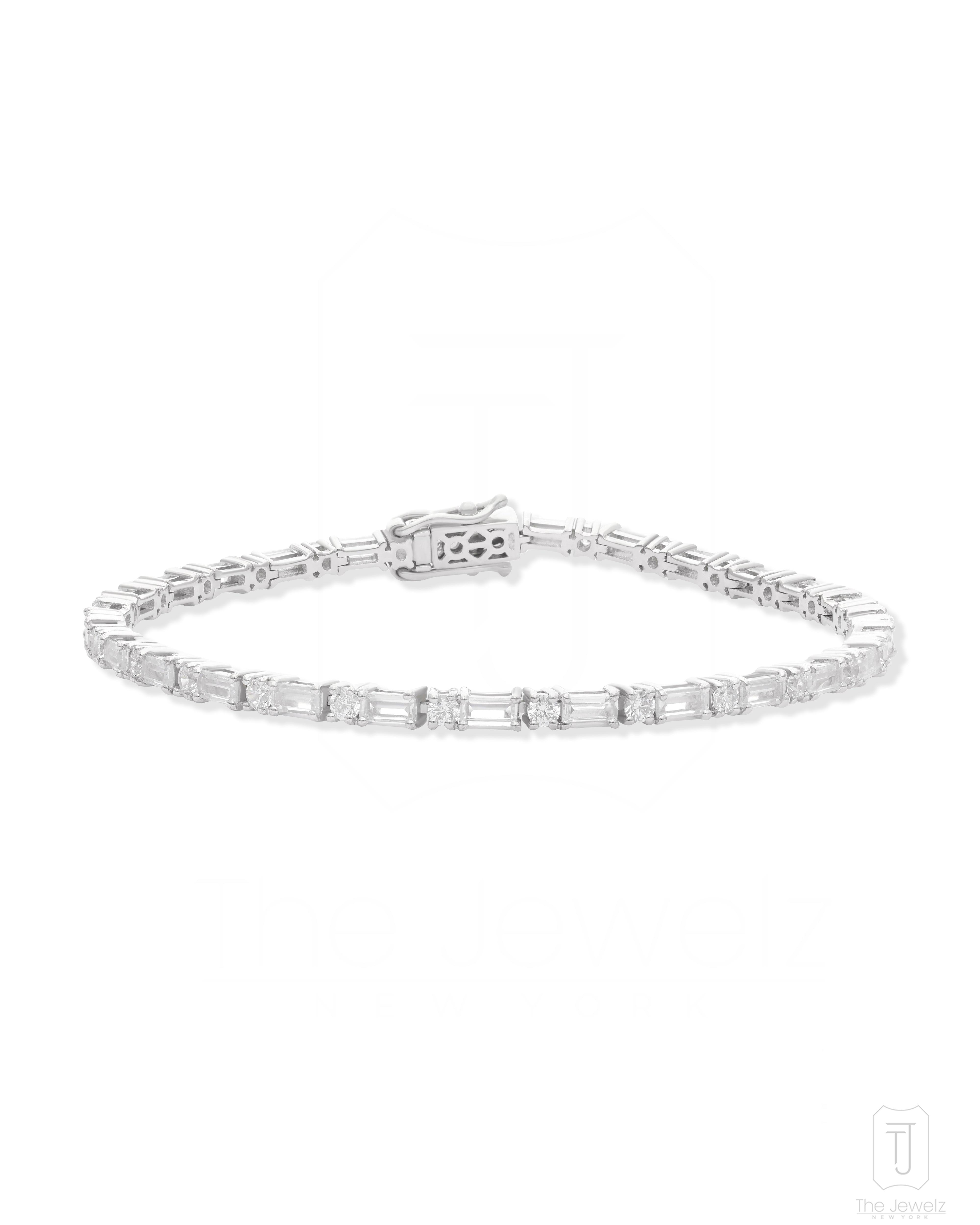 The Jewelz Women's White / Silver / Neutrals Whispers Of Light Silver Tennis Bracelet