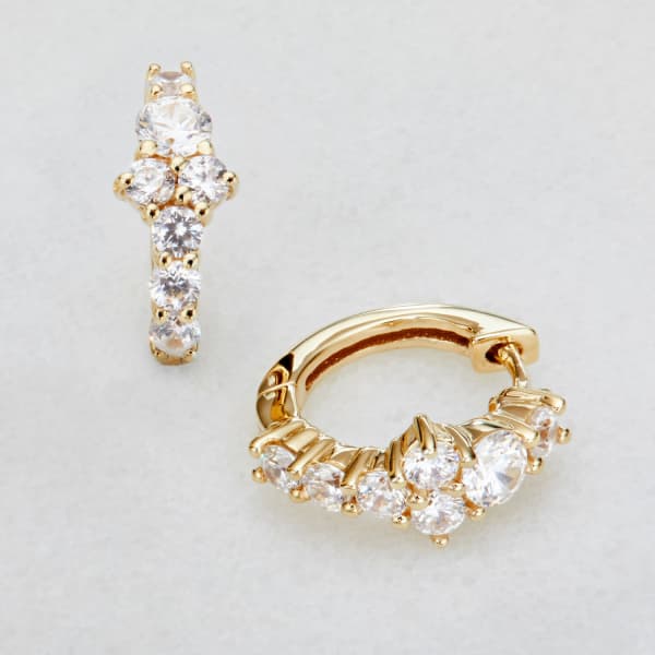 Lily & Roo Small Gold Cluster Diamond Style Huggie Hoop Earrings