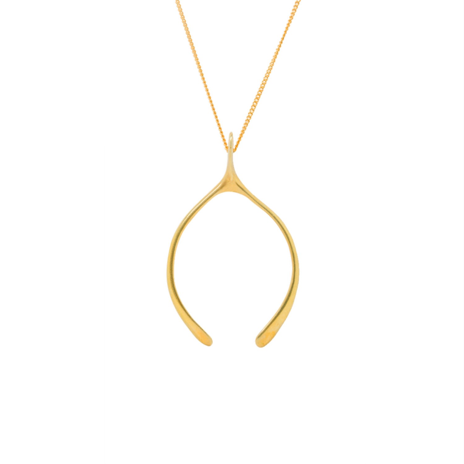 Women’s Large Sterling Yellow Gold Plated Wishbone Necklace Katie Mullally