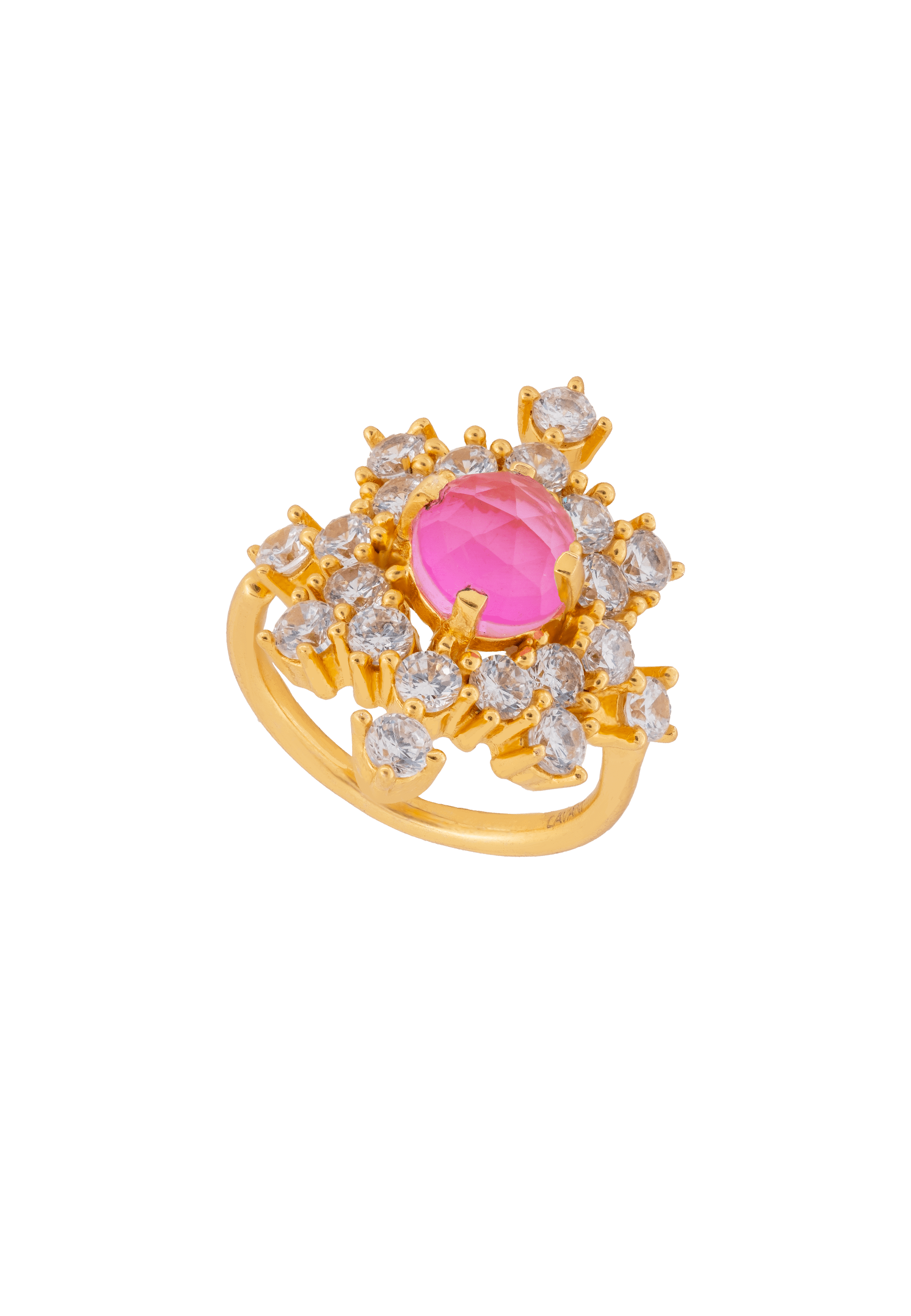 Lavani Jewels Women's Gold / Pink Altaira Fuchsia Ring In Gold