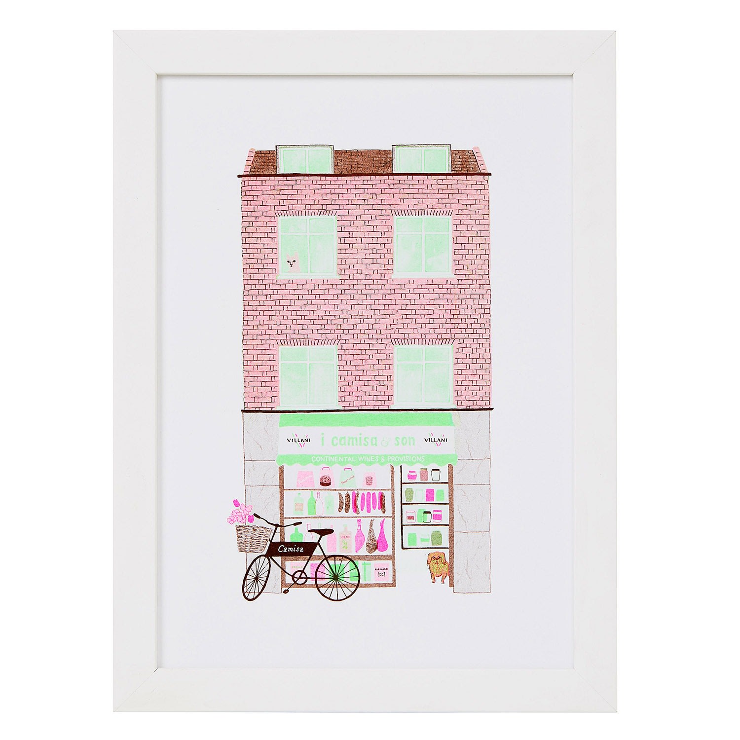 Rosa & Clara Designs Pink / Green / Brown I Camisa Deli Risograph Print - Brown Green Pink & Purple In Multi