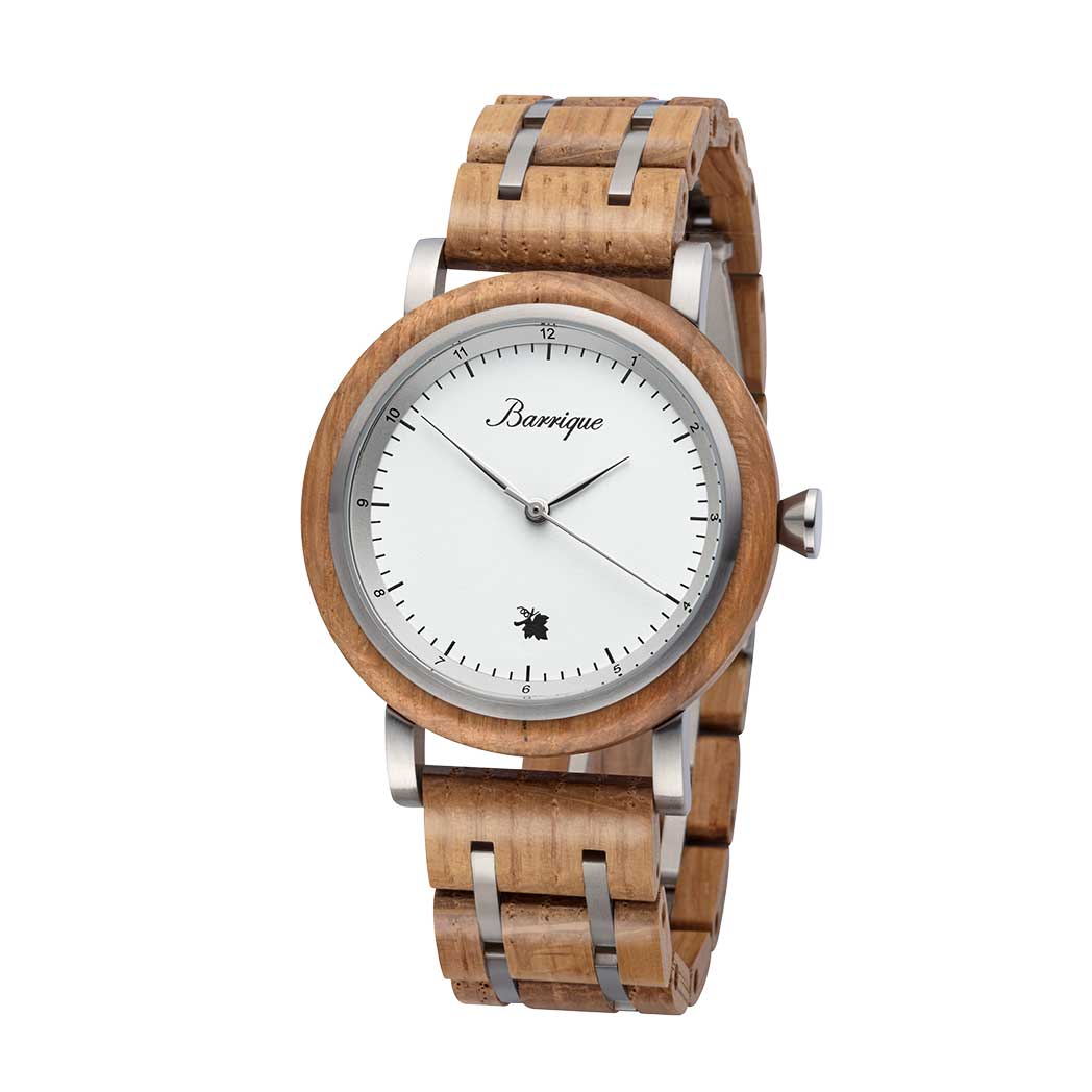 Men’s White / Brown Grapevine Wine Barrel Wooden Strap Watch Waidzeit