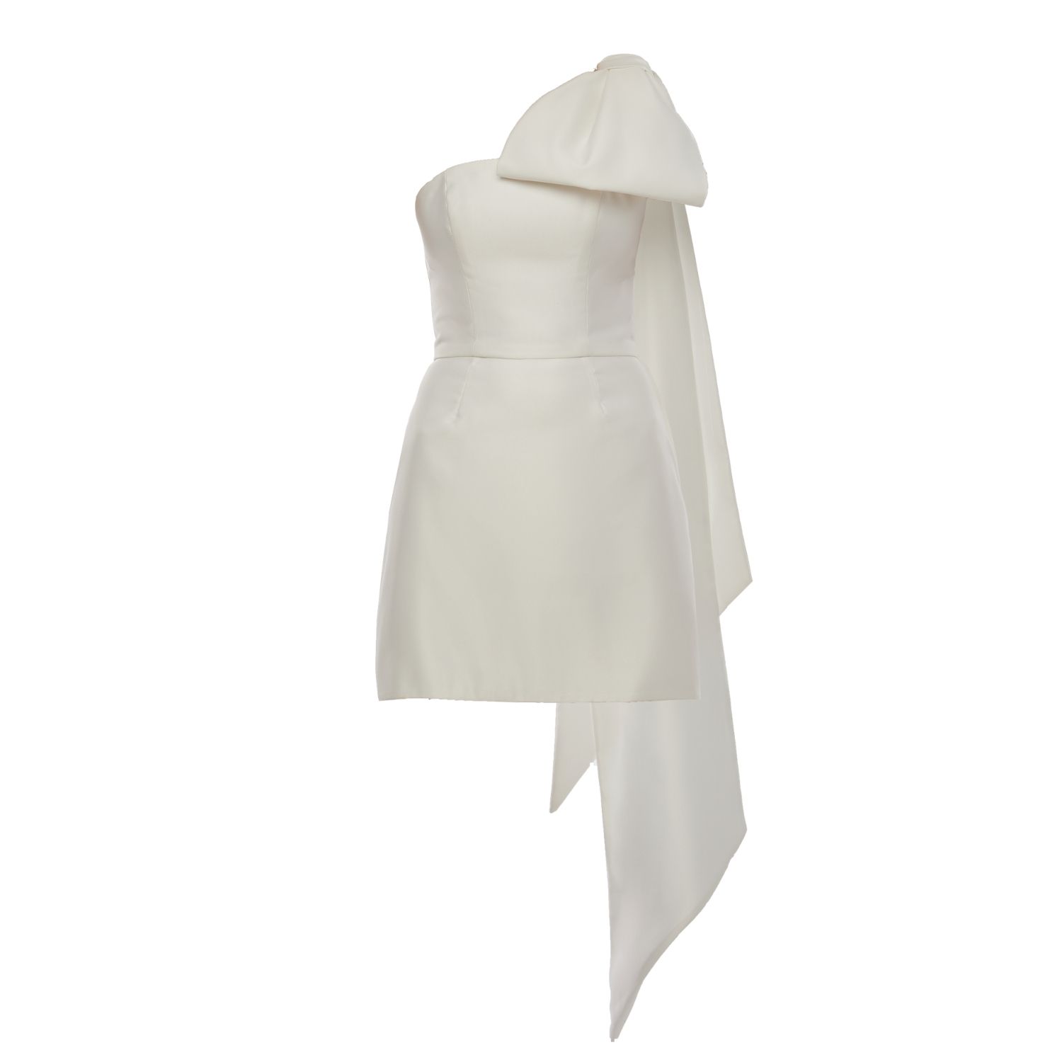Women's Joy Dress + Cape Bow | Strapless Mini In White | Large | Baé Special Moments