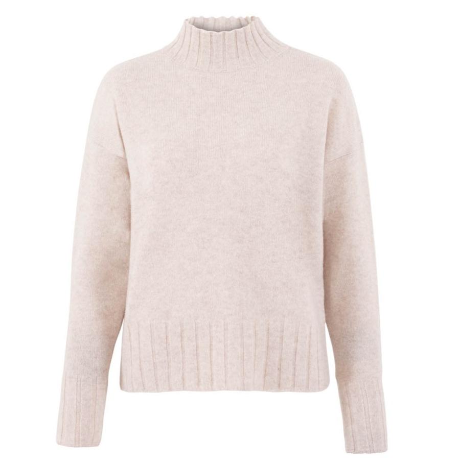 Neutrals Womens Lambswool Lola Grown On Neck Jumper - Linen Medium Paul James Knitwear