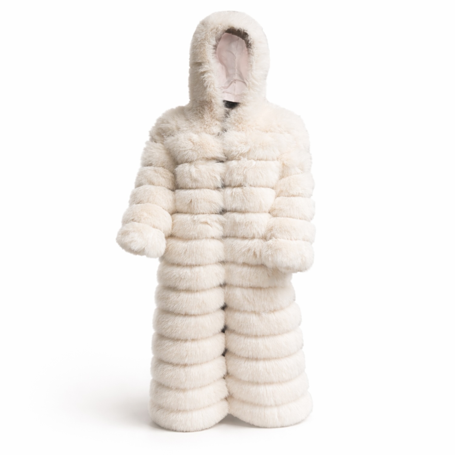 Crème De La Crème Extra Long Hooded Faux Fur Coat By Dani Watanabe