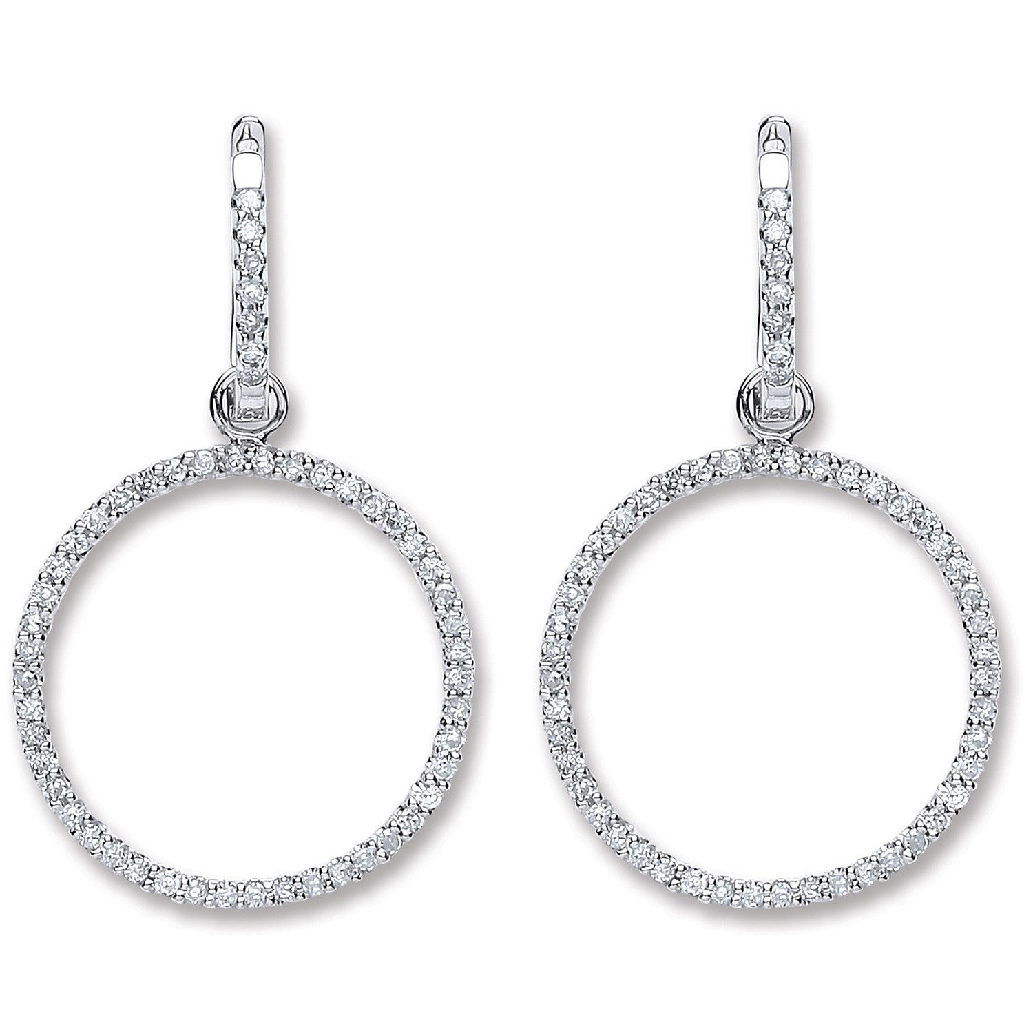 Women’s White Gold Diamond Earrings Circle Drop Half Carat Cervin Blanc