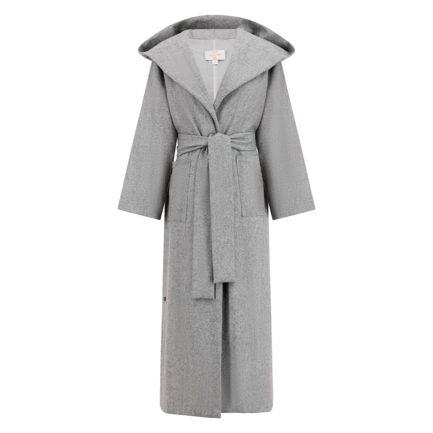 Azzalia Women's Hoodie Style Jacket With Belt In Heather Grey In Grey