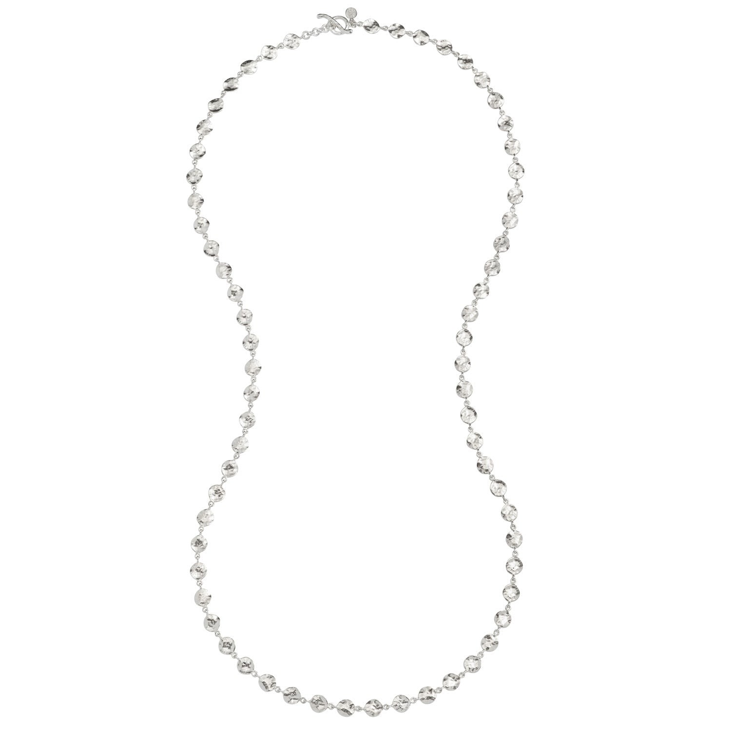 Dower & Hall Women's Long Nomad Disc Link Necklace In Silver In Metallic